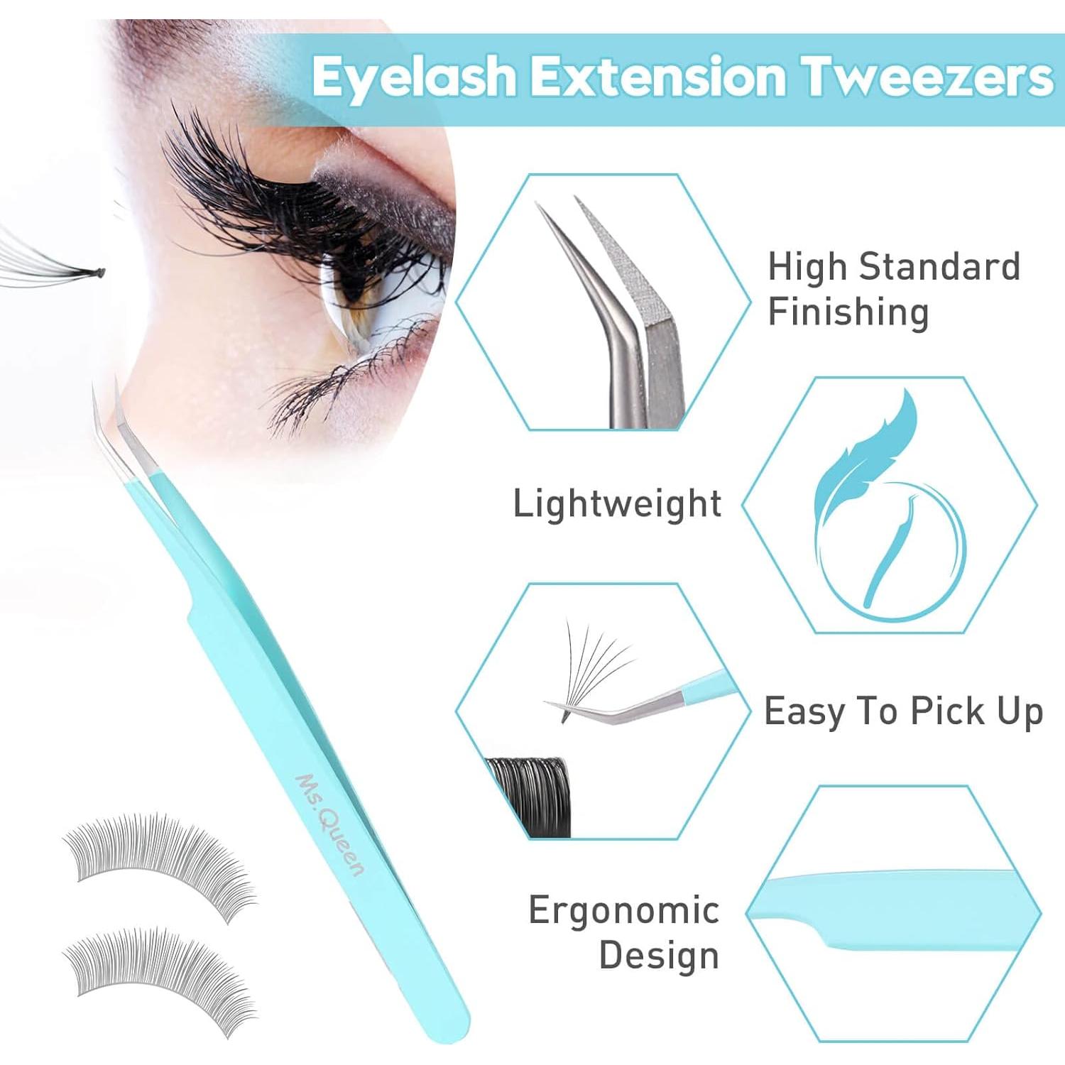 Pinzas para Pestañas Ms.Queen, Juego de 2 Piezas, Azul