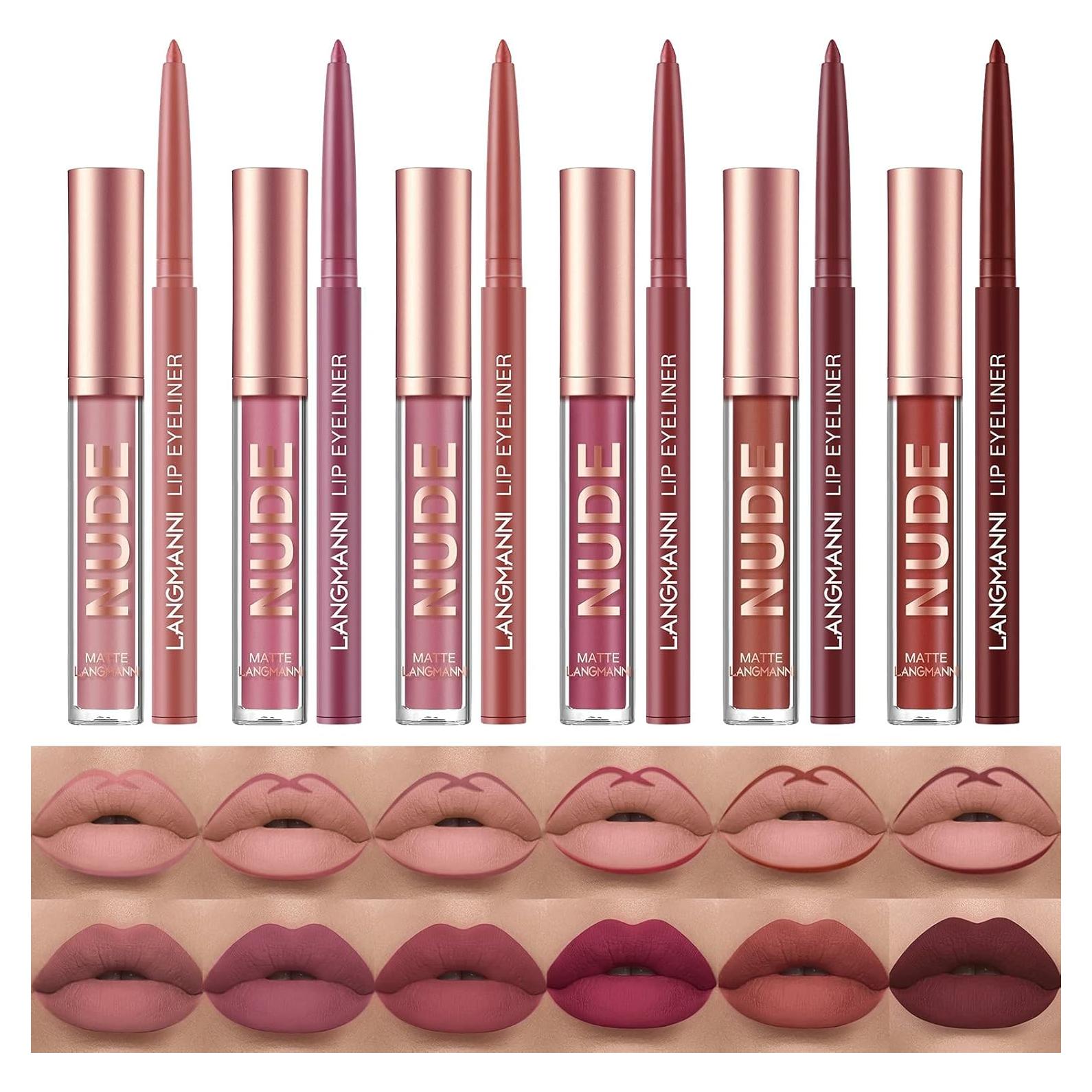 Set de Maquillaje URQT 12 Piezas: 6 Pintalabios Mate + 6 Lápices