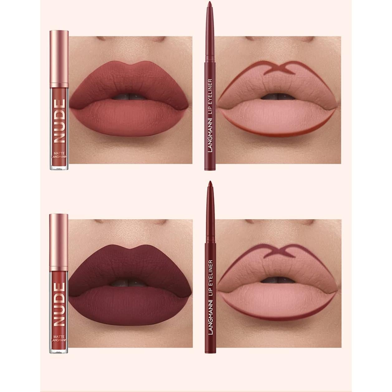 Set de Maquillaje URQT 12 Piezas: 6 Pintalabios Mate + 6 Lápices