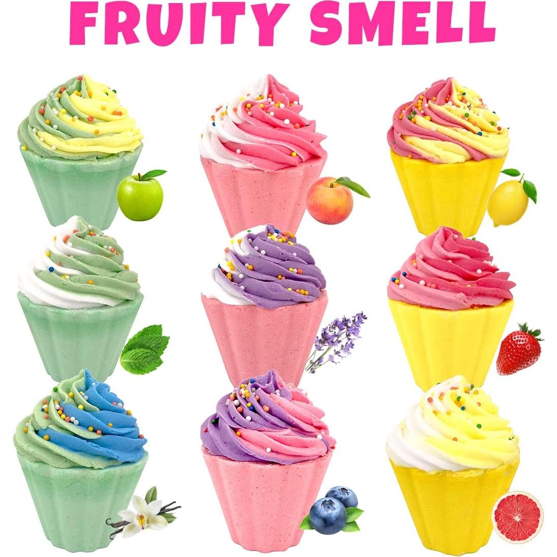 Paquete de 9 Bombas de Baño Cupcake con Joyería para Niños