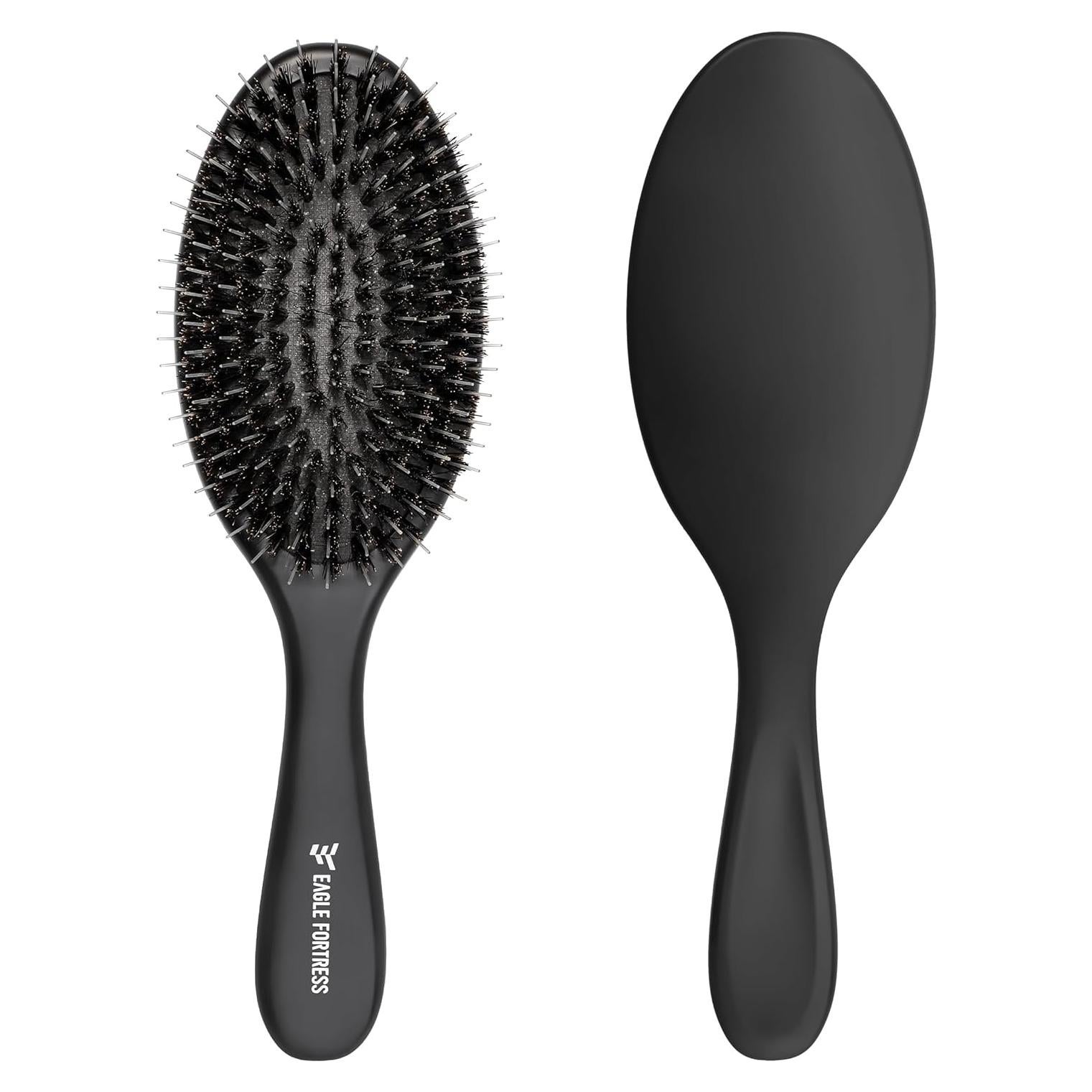 Cepillo Desenredador EAGLE FORTRESS con Cerdas de Jabalí y Nylon - Negro