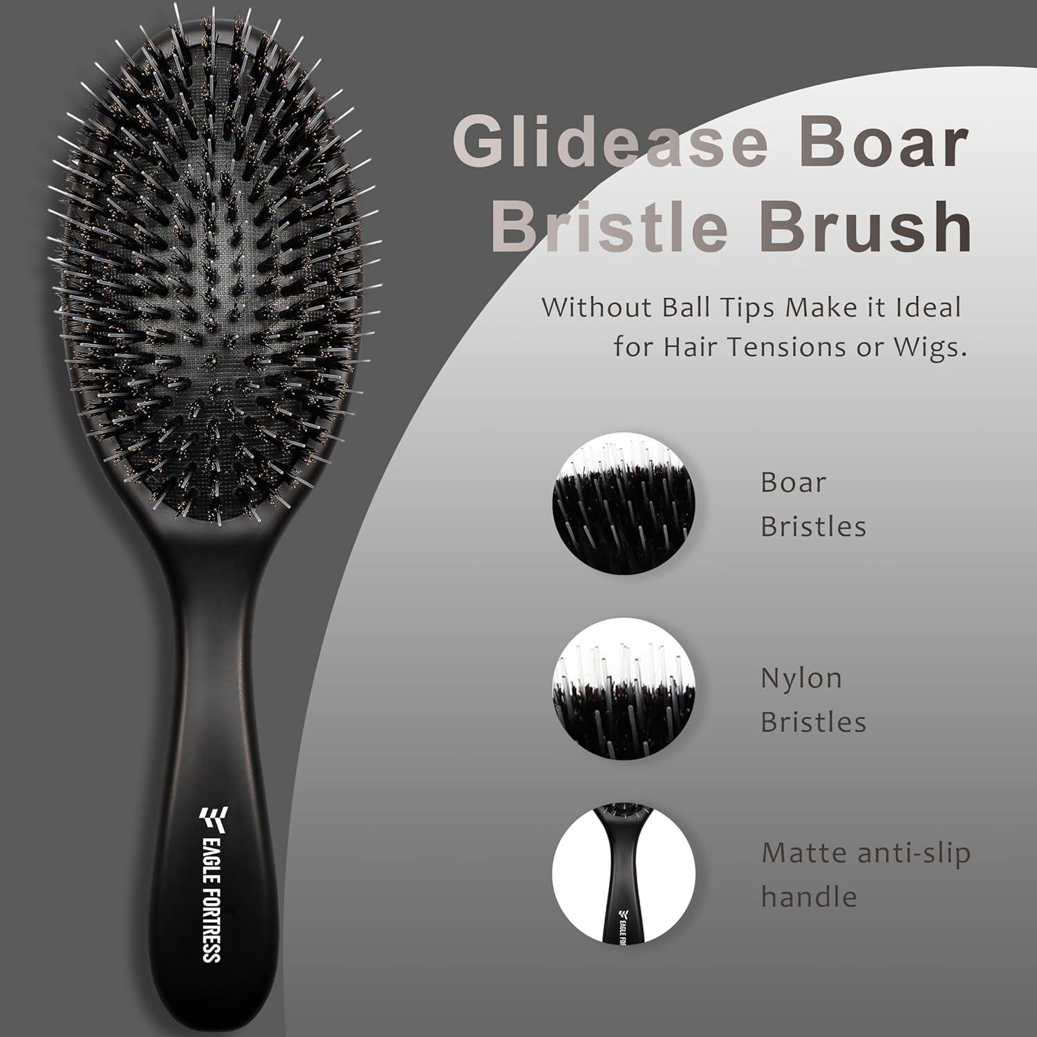 Cepillo Desenredador EAGLE FORTRESS con Cerdas de Jabalí y Nylon - Negro