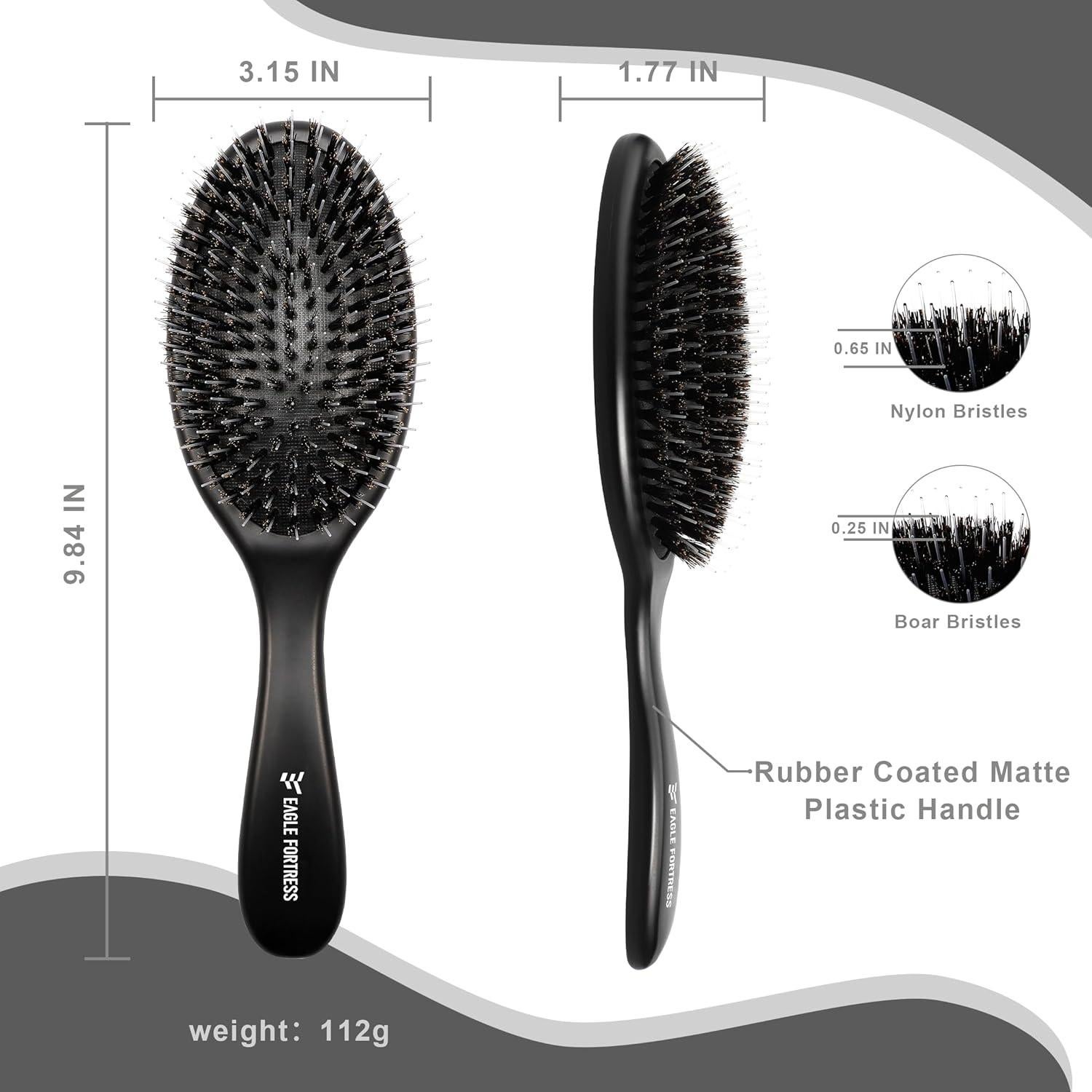 Cepillo Desenredador EAGLE FORTRESS con Cerdas de Jabalí y Nylon - Negro