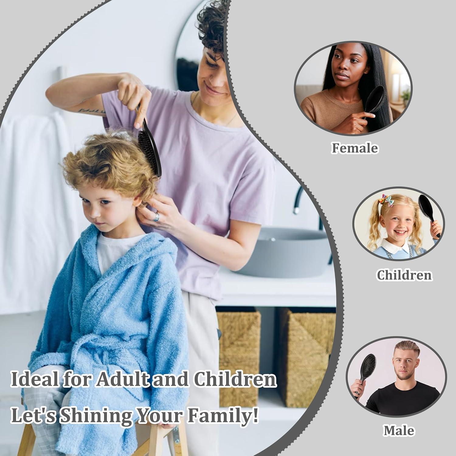 Cepillo Desenredador EAGLE FORTRESS con Cerdas de Jabalí y Nylon - Negro