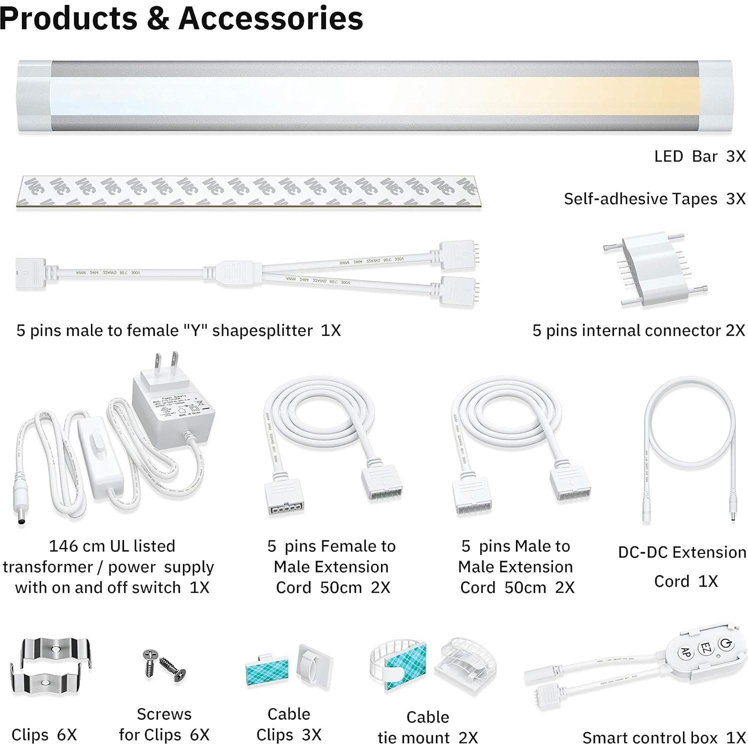 Luces Inteligentes LED LAMPAOUS Kit de 3 para Gabinete