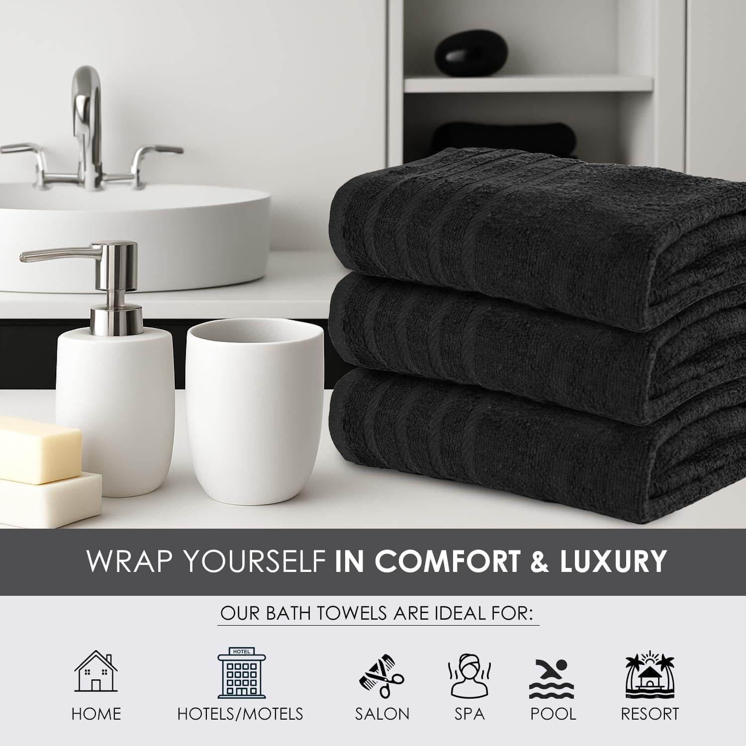 Toallas de Baño TOALLA 30x60 cm Paquete 6 Color Negro