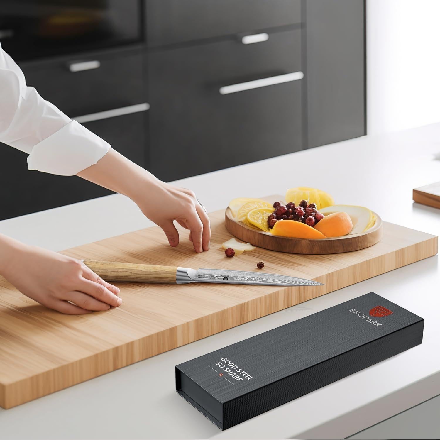 Cuchillo de Pelar BRODARK 13.97 cm Damasco Mango Madera Olivo