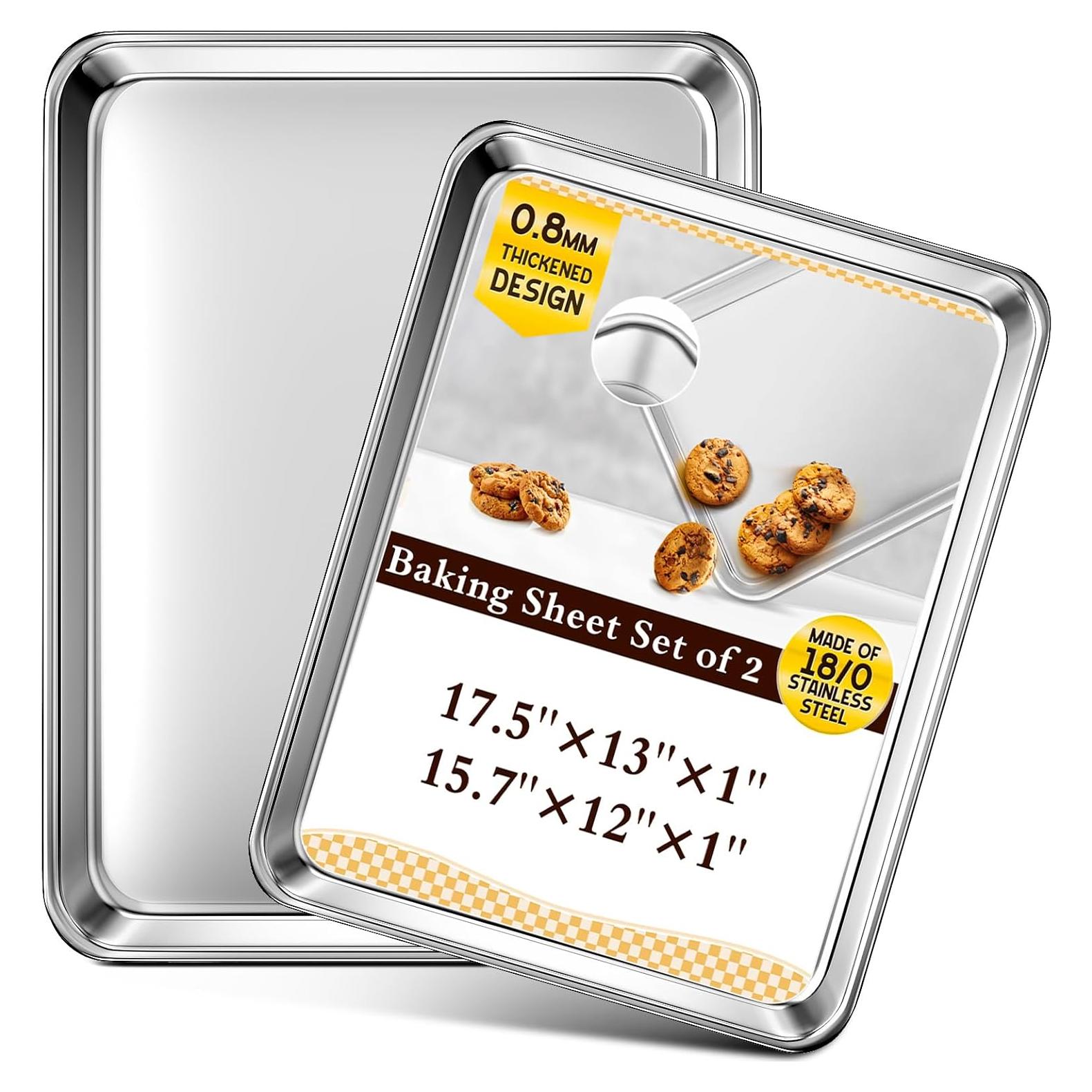 Juego de bandejas para hornear Yuiicaov 2 piezas acero inoxidable