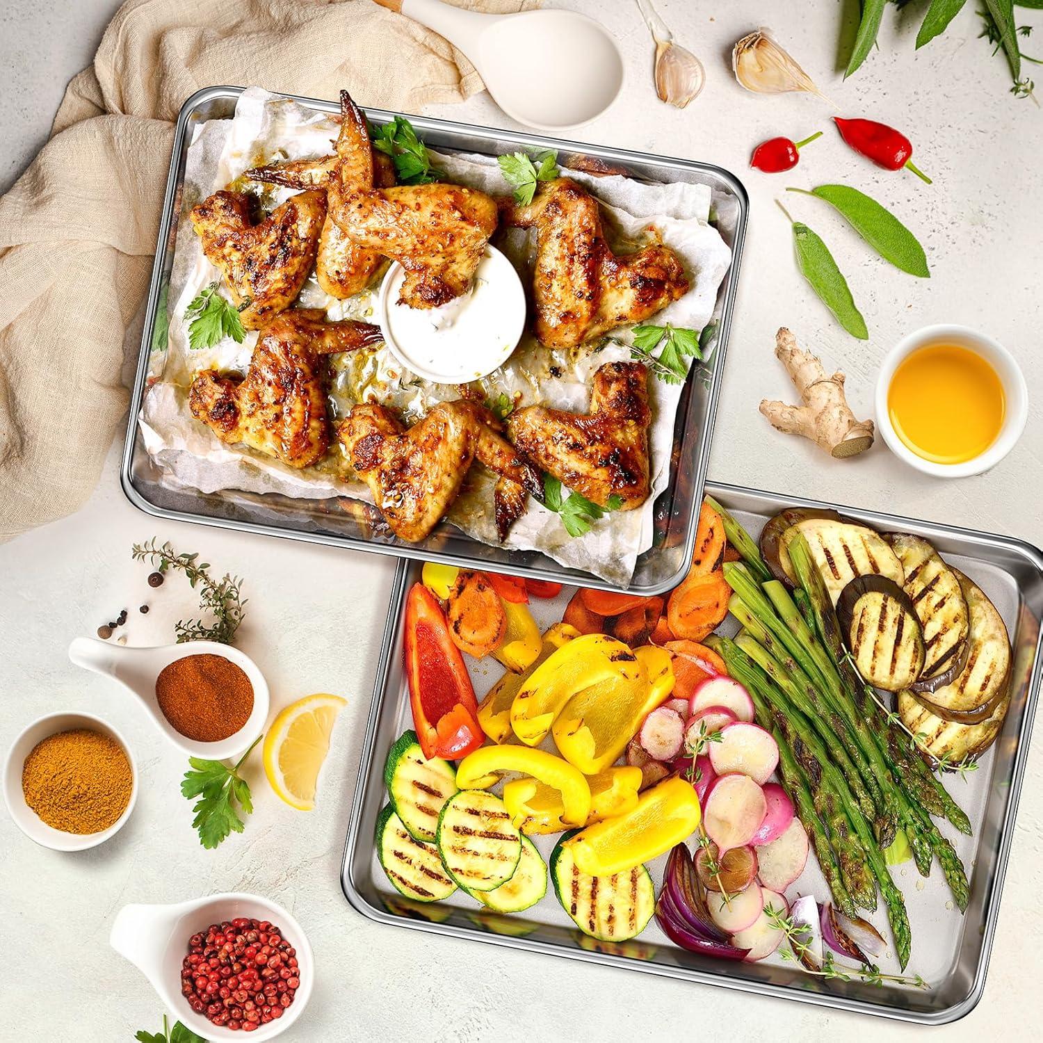 Juego de bandejas para hornear Yuiicaov 2 piezas acero inoxidable