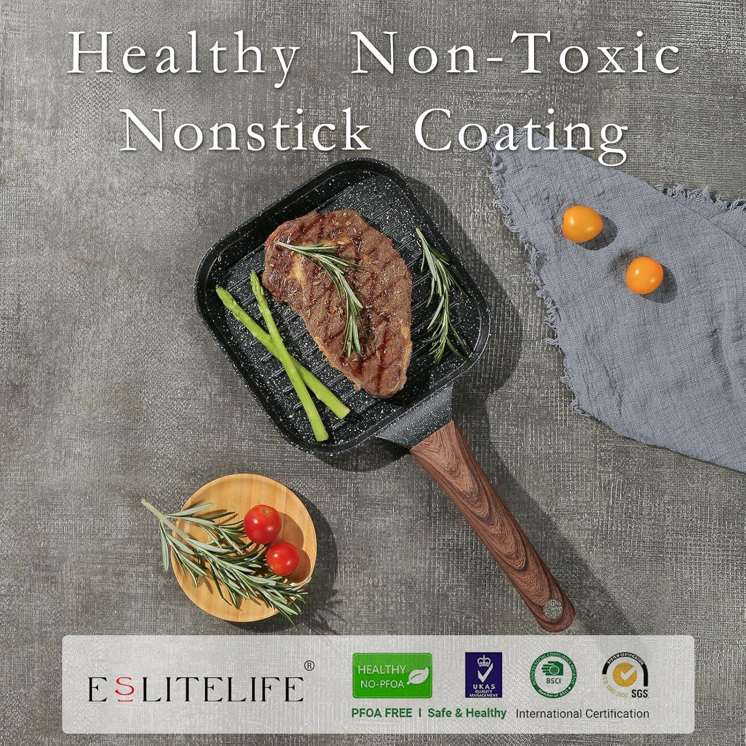 Sartén Cuadrada Antiadherente ESLITE LIFE 7" Negra para Inducción