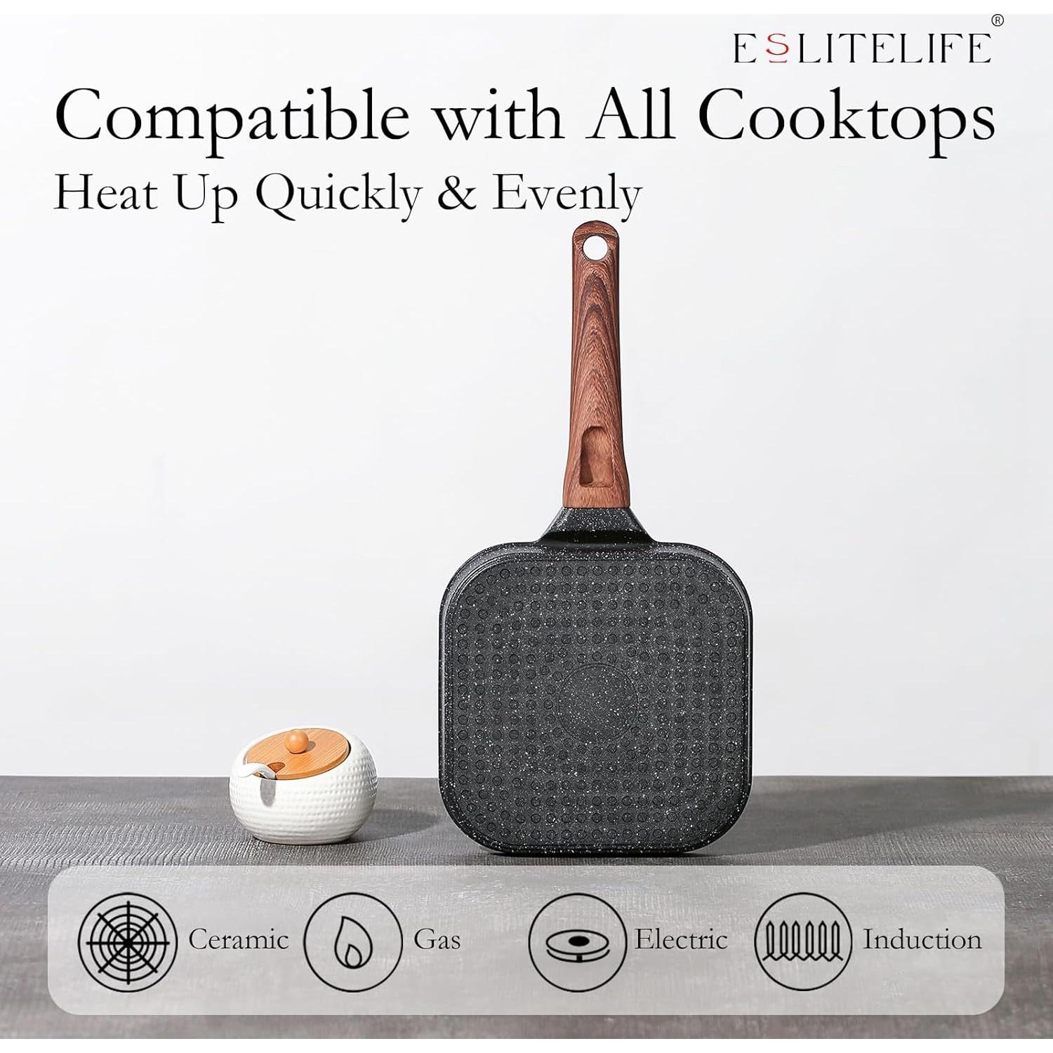 Sartén Cuadrada Antiadherente ESLITE LIFE 7" Negra para Inducción