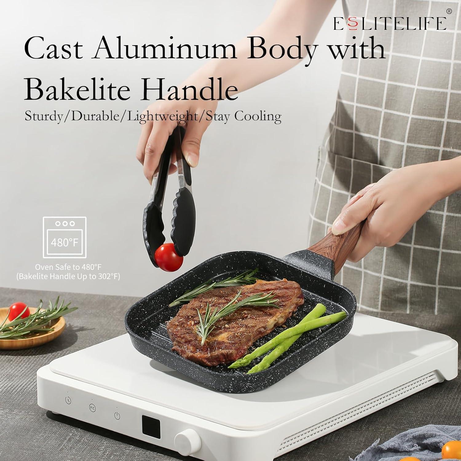 Sartén Cuadrada Antiadherente ESLITE LIFE 7" Negra para Inducción