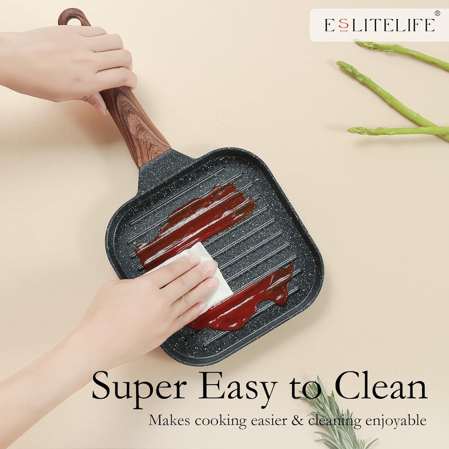 Sartén Cuadrada Antiadherente ESLITE LIFE 7" Negra para Inducción