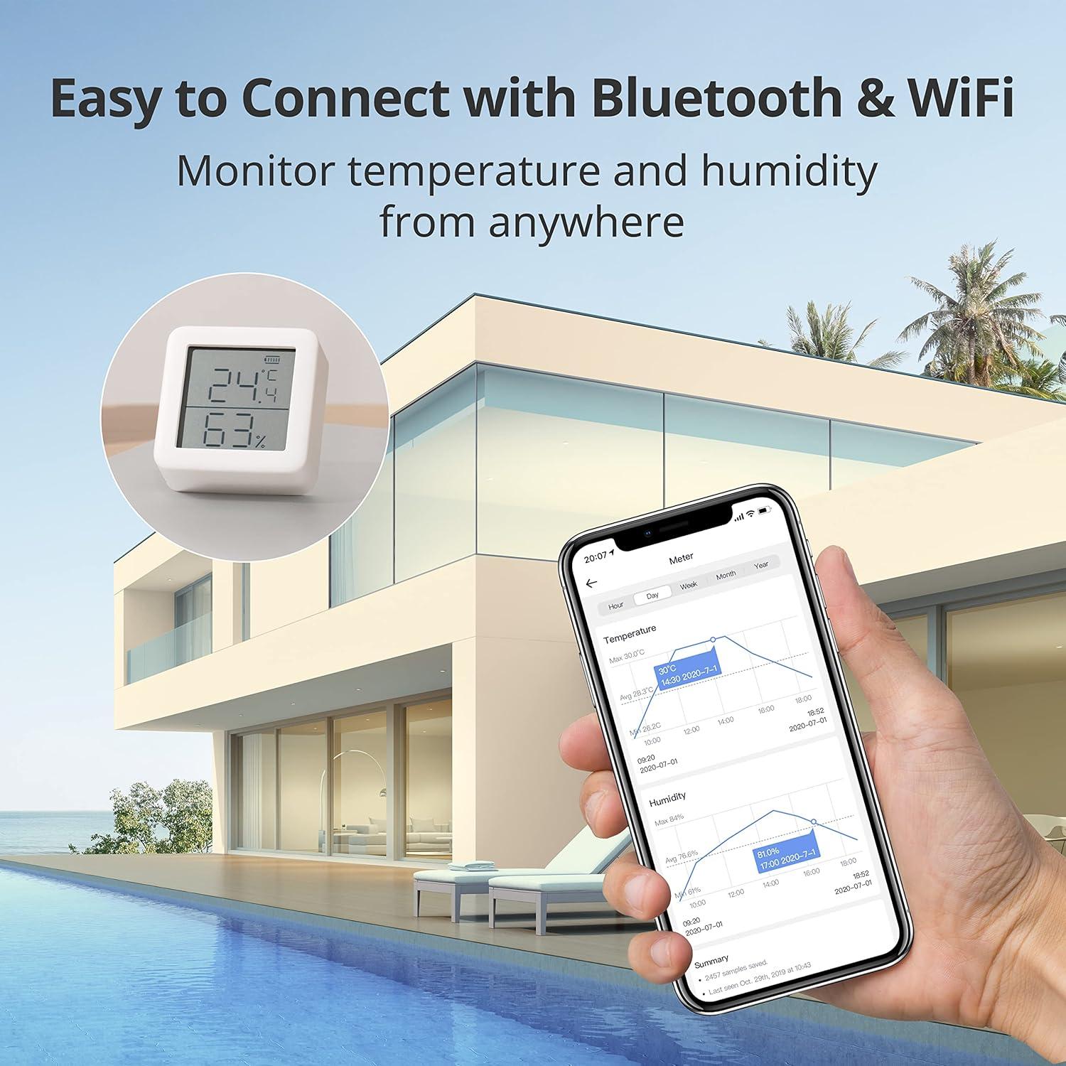 SwitchBot Termómetro Higrómetro WiFi con Hub, Sensor 230g