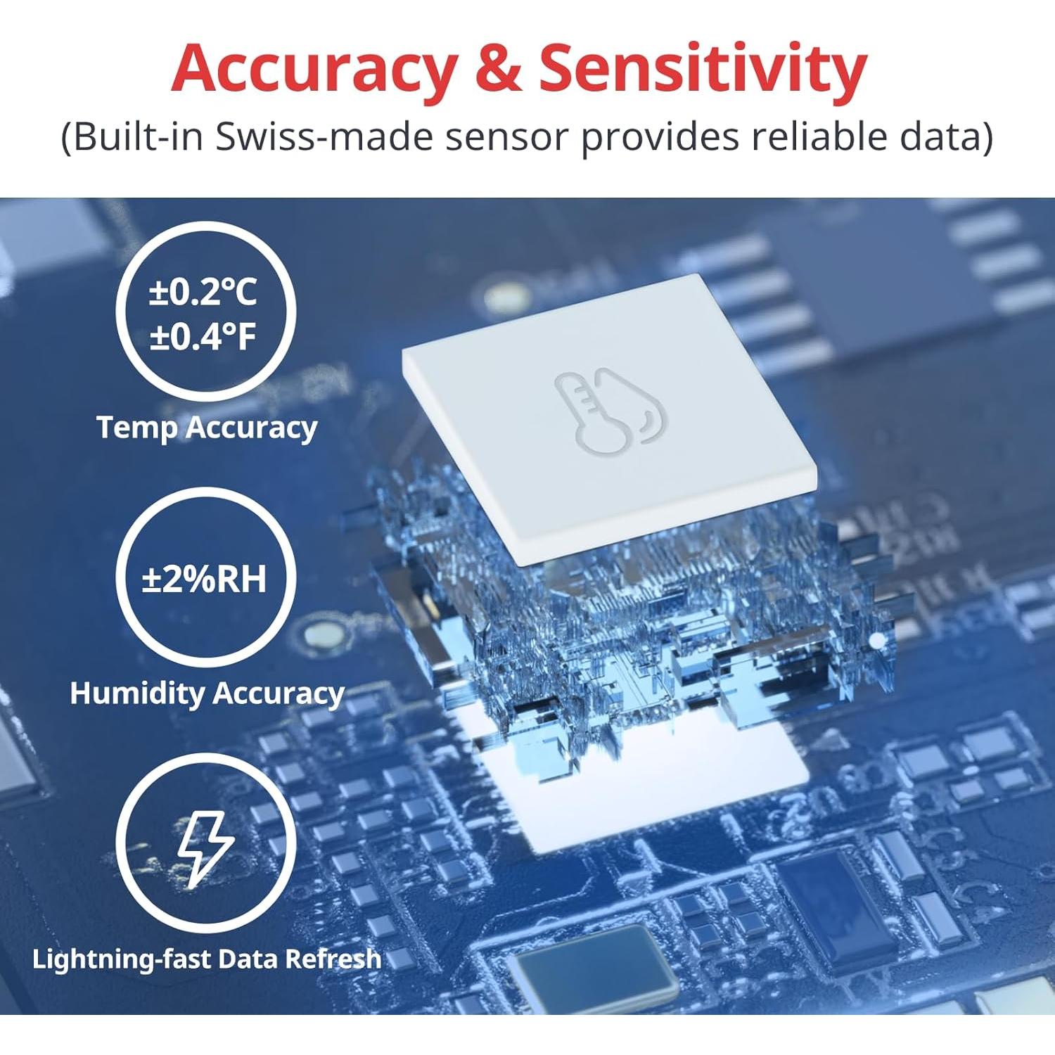 SwitchBot Termómetro Higrómetro WiFi con Hub, Sensor 230g
