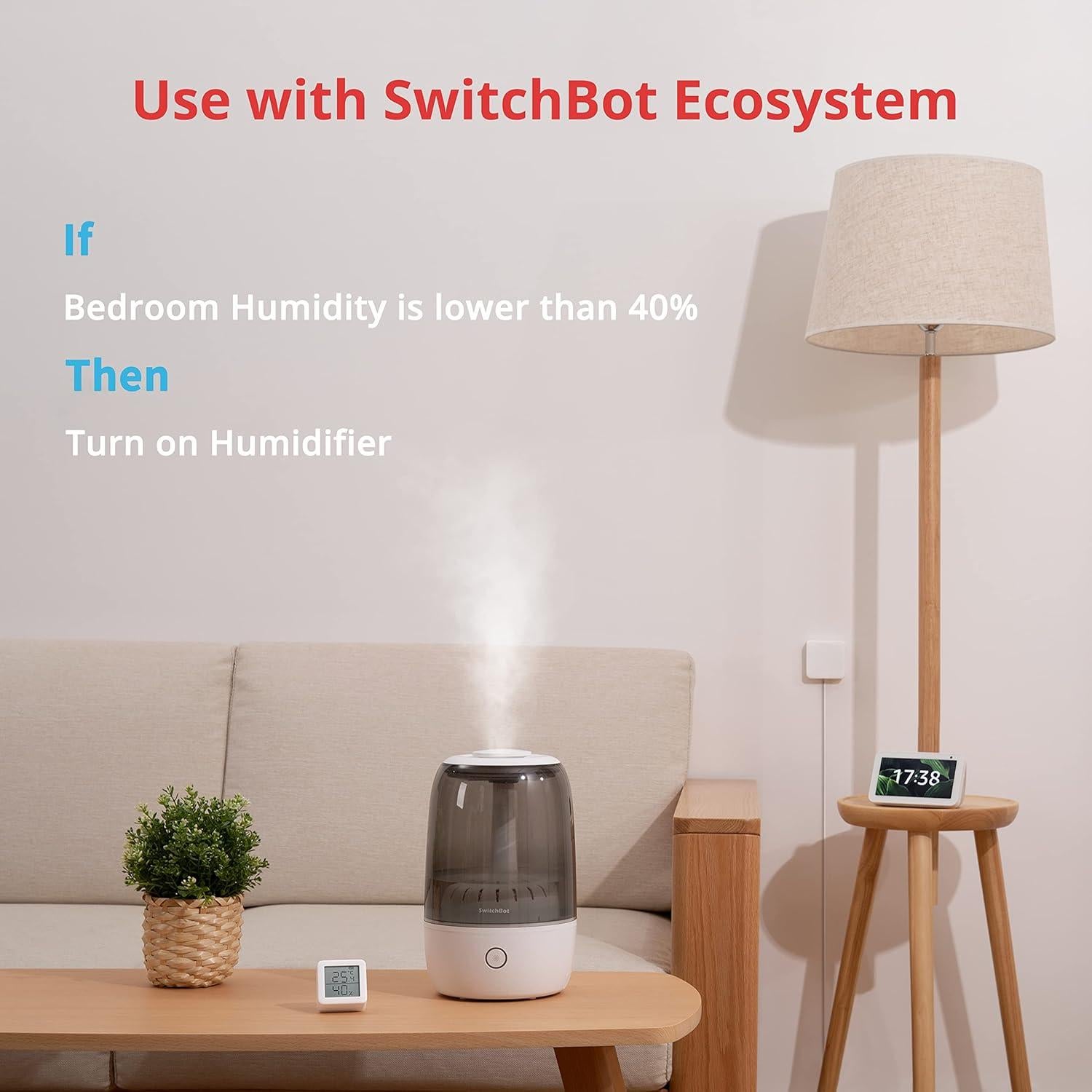 SwitchBot Termómetro Higrómetro WiFi con Hub, Sensor 230g