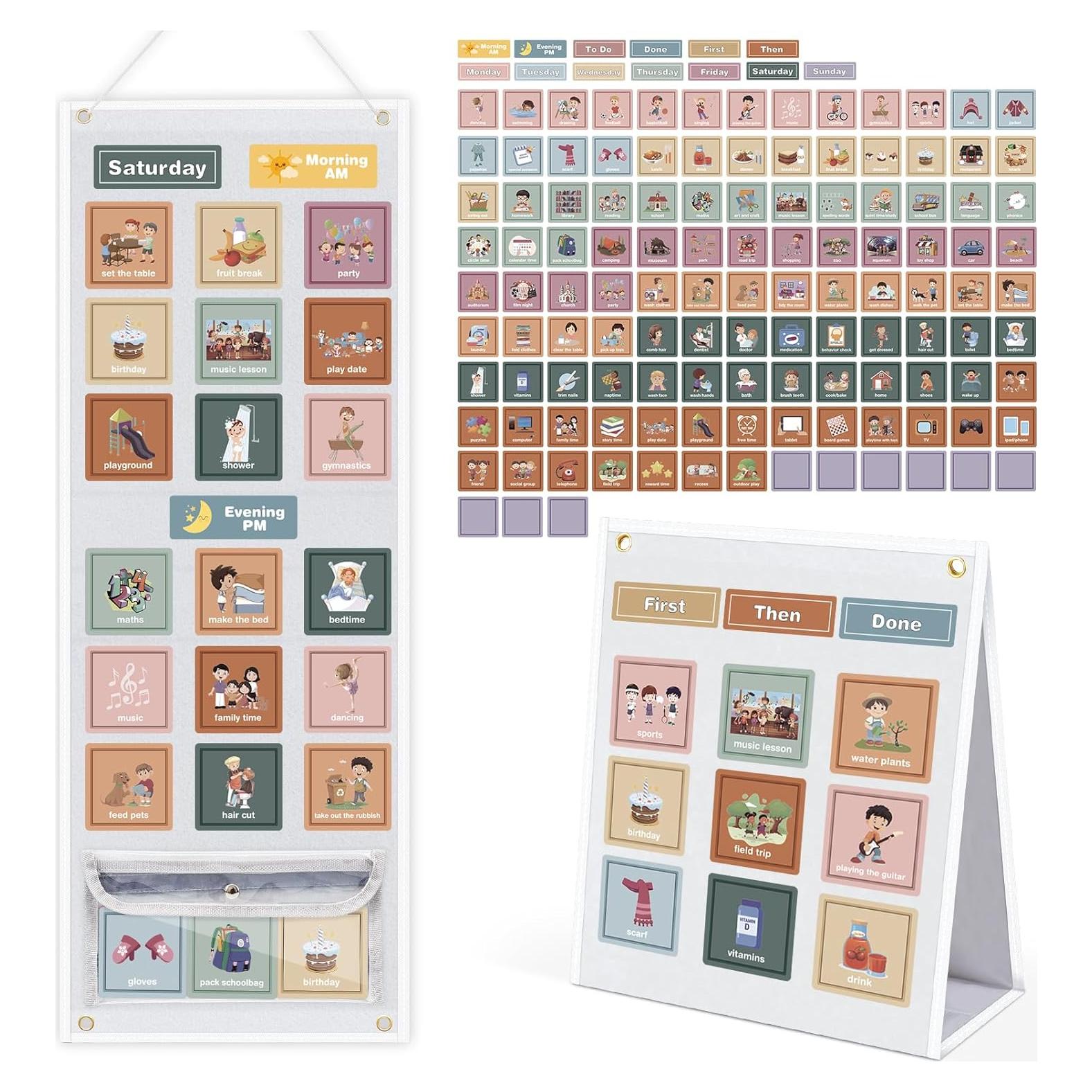 Horario Visual para Niños Joyreal con 135 Tarjetas Boho