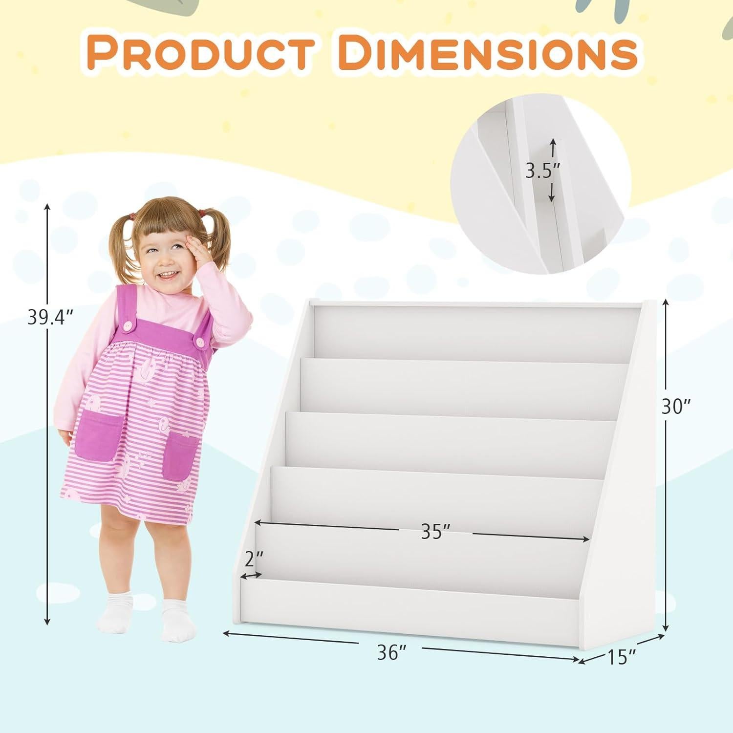 Estantería para Niños GLACER, Librero Montessori Blanco 76.2cm