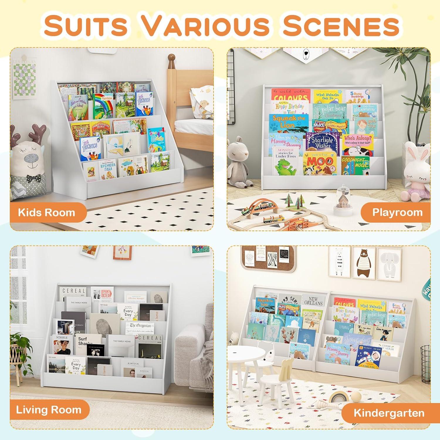 Estantería para Niños GLACER, Librero Montessori Blanco 76.2cm