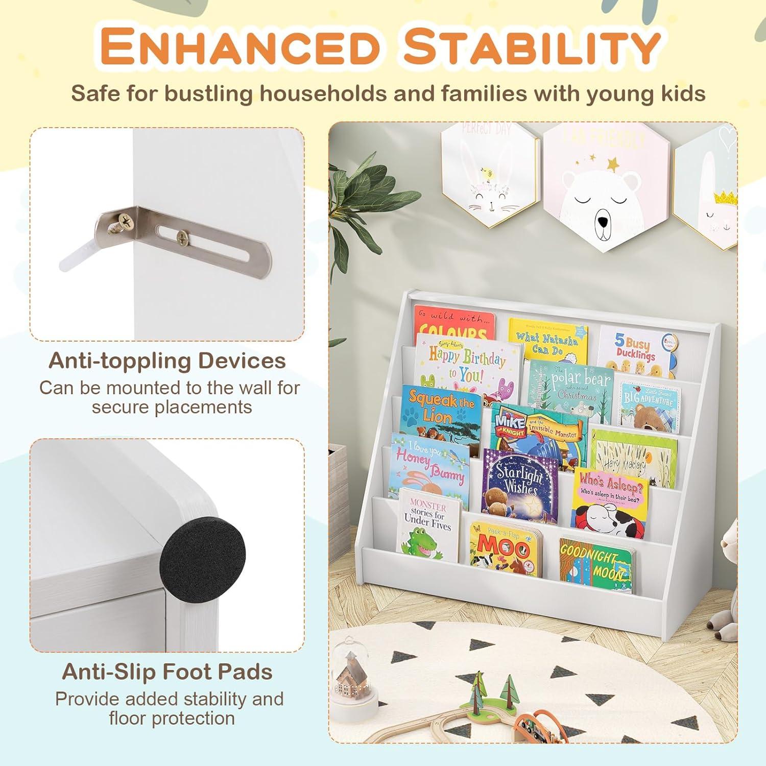 Estantería para Niños GLACER, Librero Montessori Blanco 76.2cm