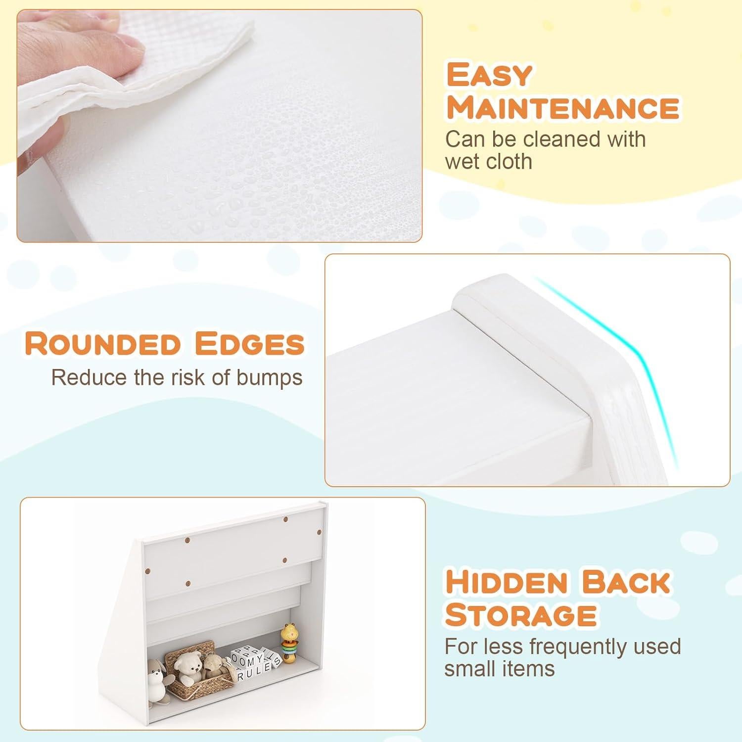 Estantería para Niños GLACER, Librero Montessori Blanco 76.2cm