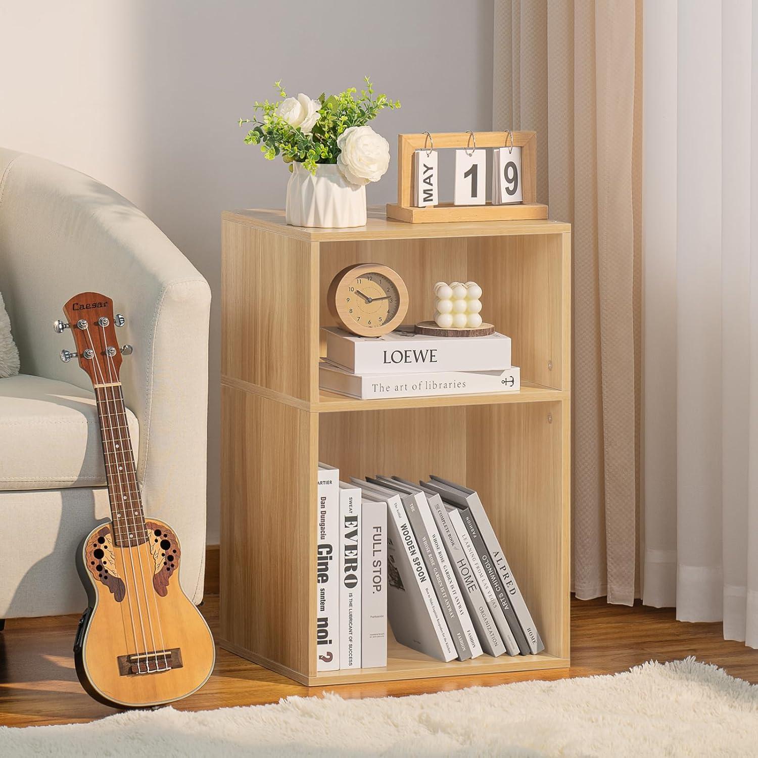 Estantería Cubo LEYAOYAO Natural para Tocadiscos y 100 Álbumes