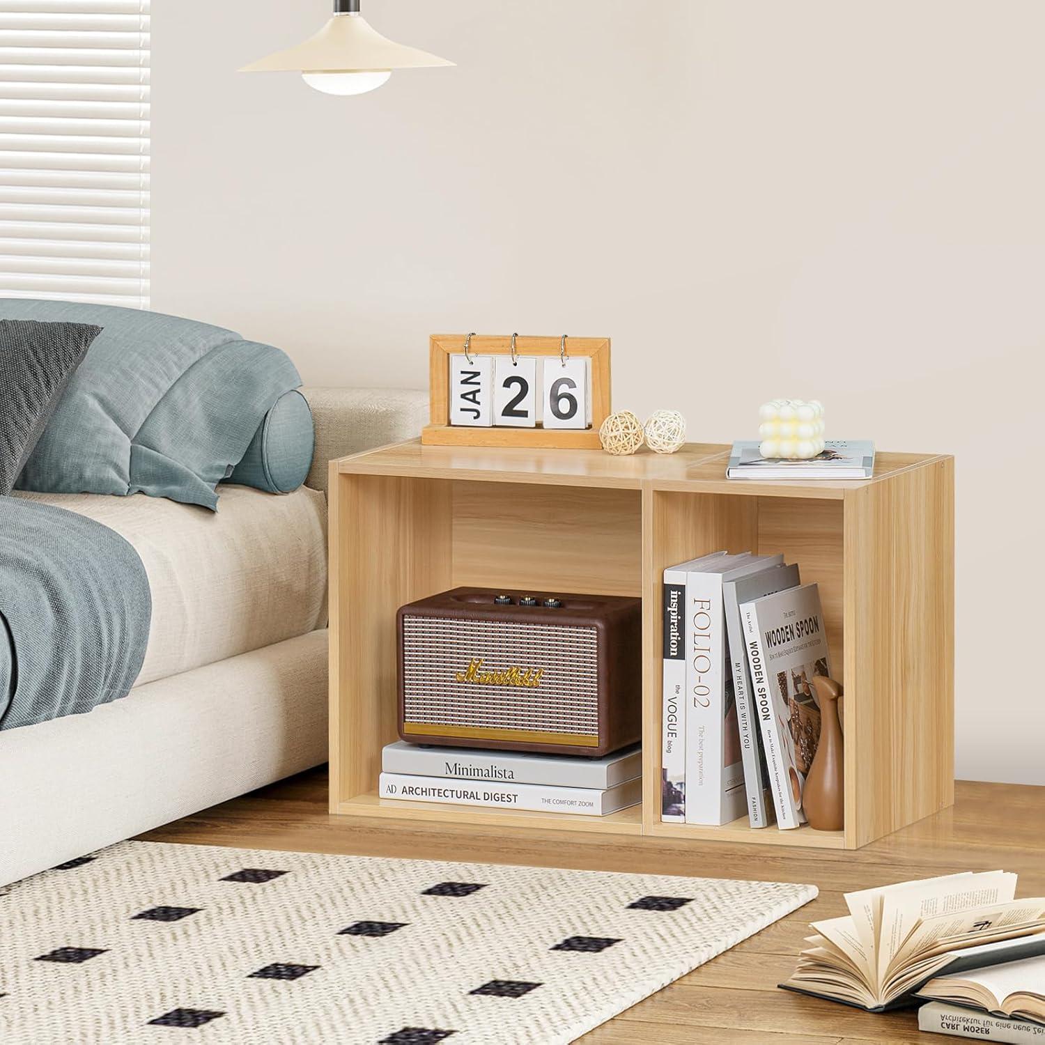 Estantería Cubo LEYAOYAO Natural para Tocadiscos y 100 Álbumes