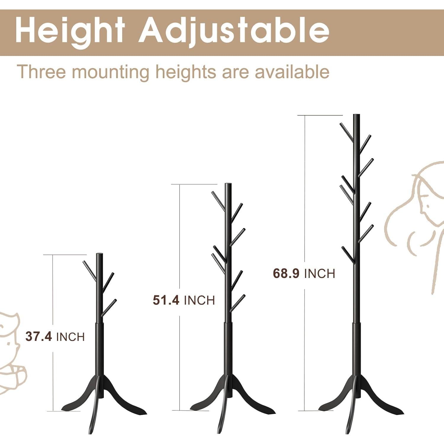 Perchero de pie Furshus de bambú negro con 8 ganchos
