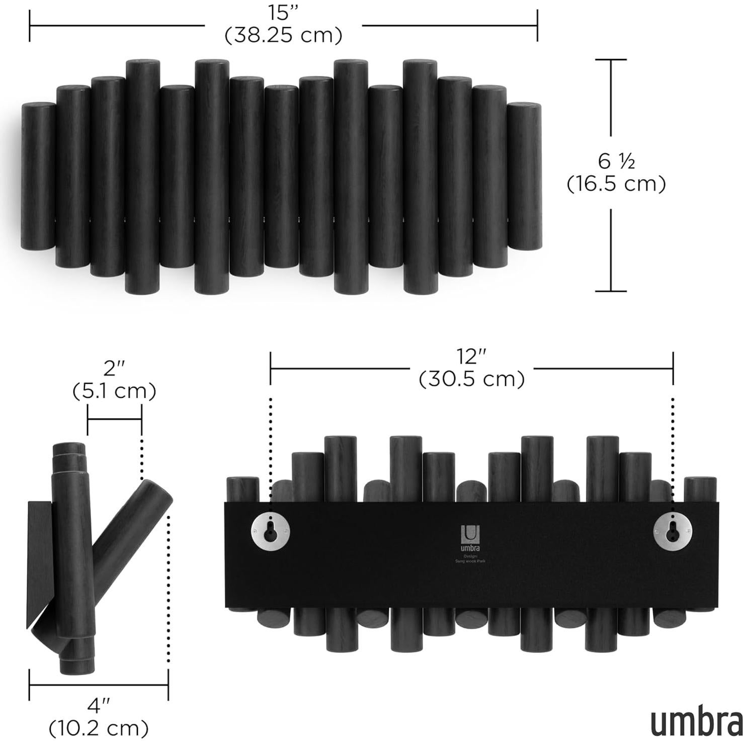 Gancho de Pared Umbra Picket 5 Ganchos Madera Negra