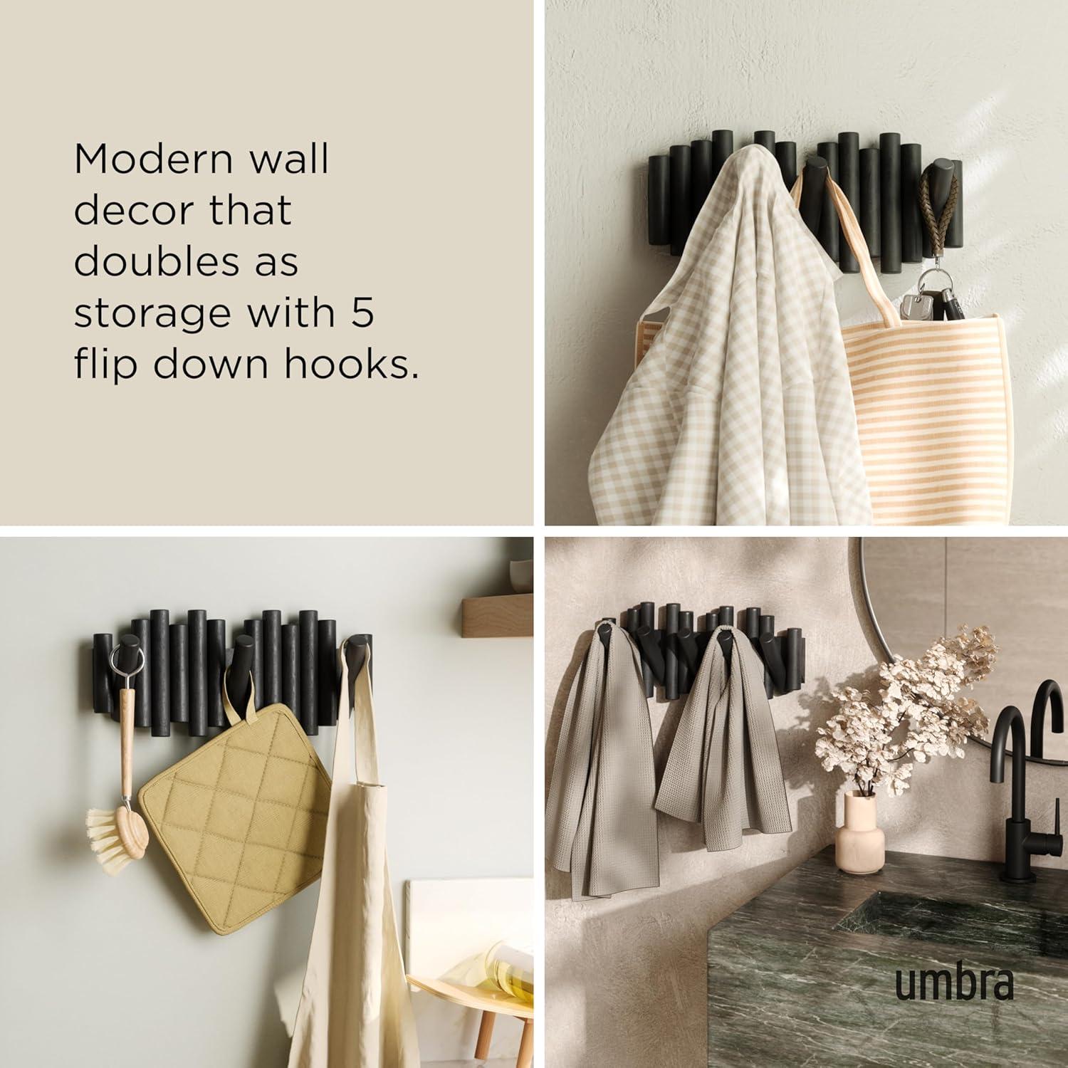 Gancho de Pared Umbra Picket 5 Ganchos Madera Negra