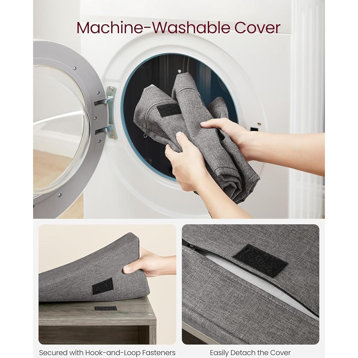 Banco de almacenamiento de zapatos VASAGLE con cojín greige