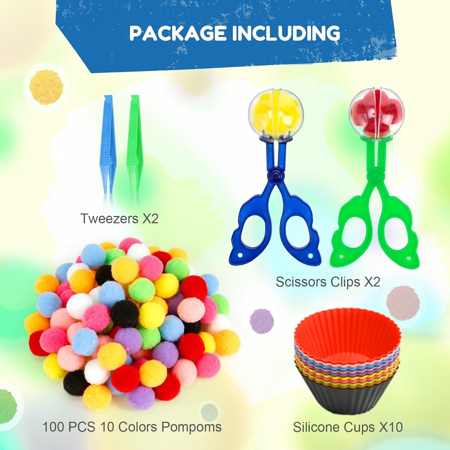 Kit de Relleno Sensorial iCraftine 114 PCS - Pom Poms y Tazones
