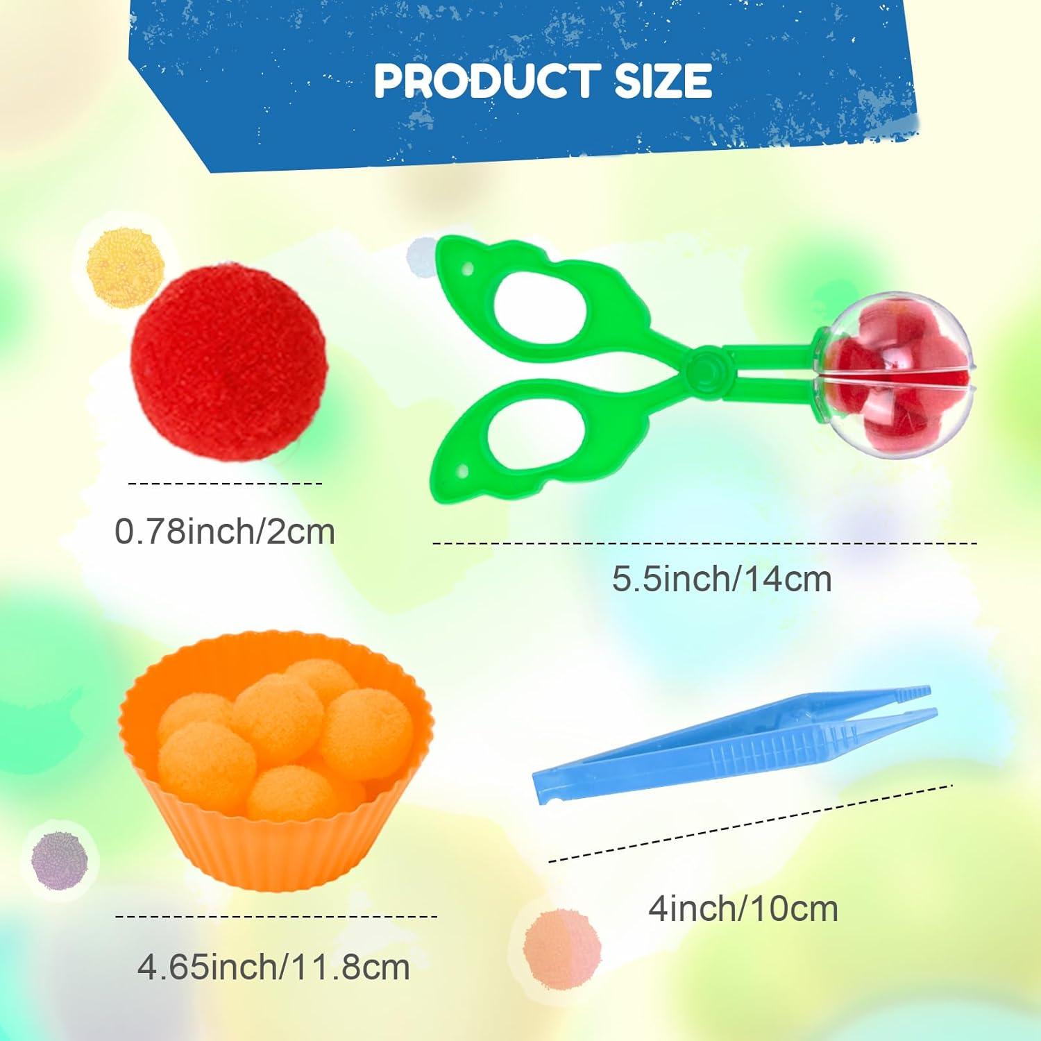 Kit de Relleno Sensorial iCraftine 114 PCS - Pom Poms y Tazones