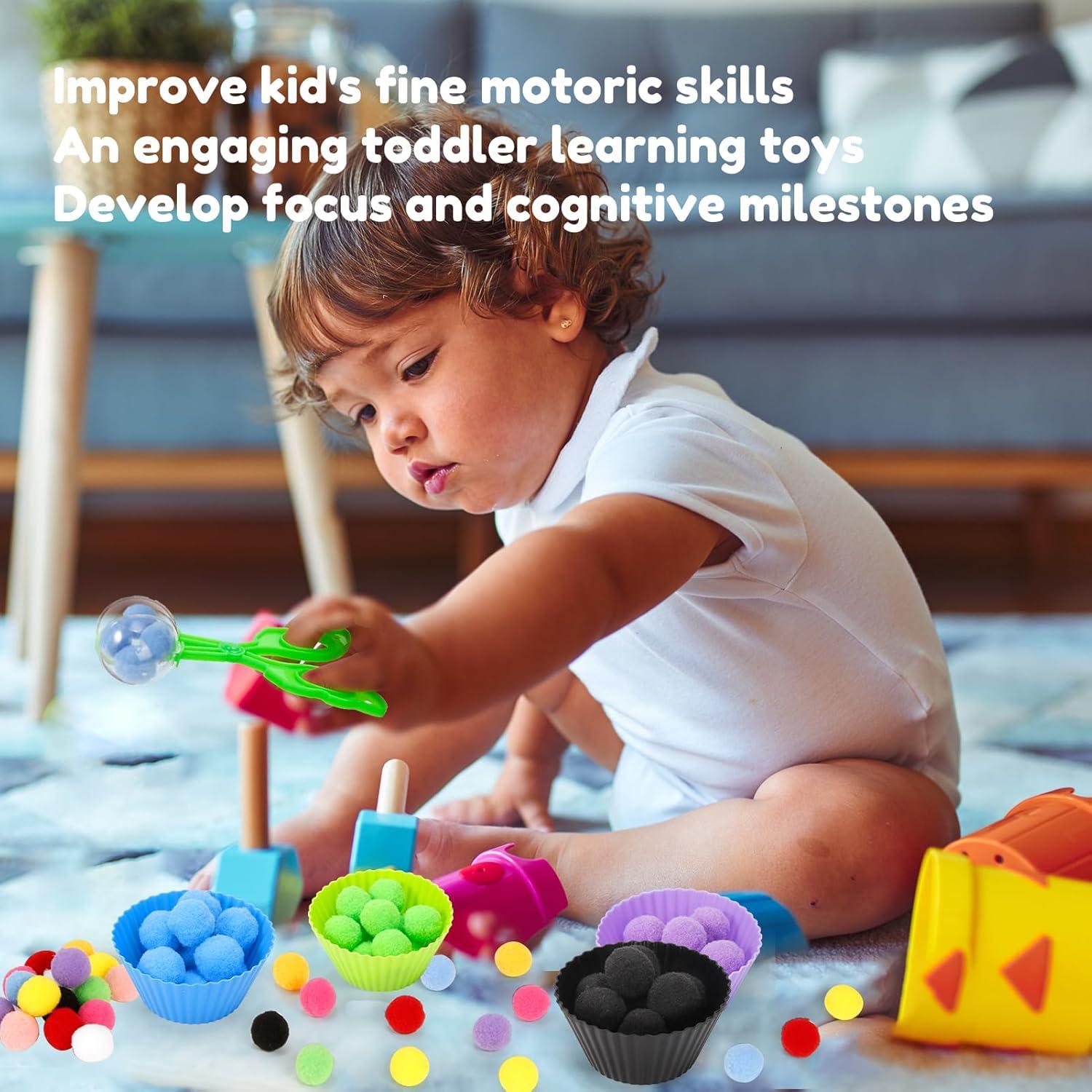 Kit de Relleno Sensorial iCraftine 114 PCS - Pom Poms y Tazones