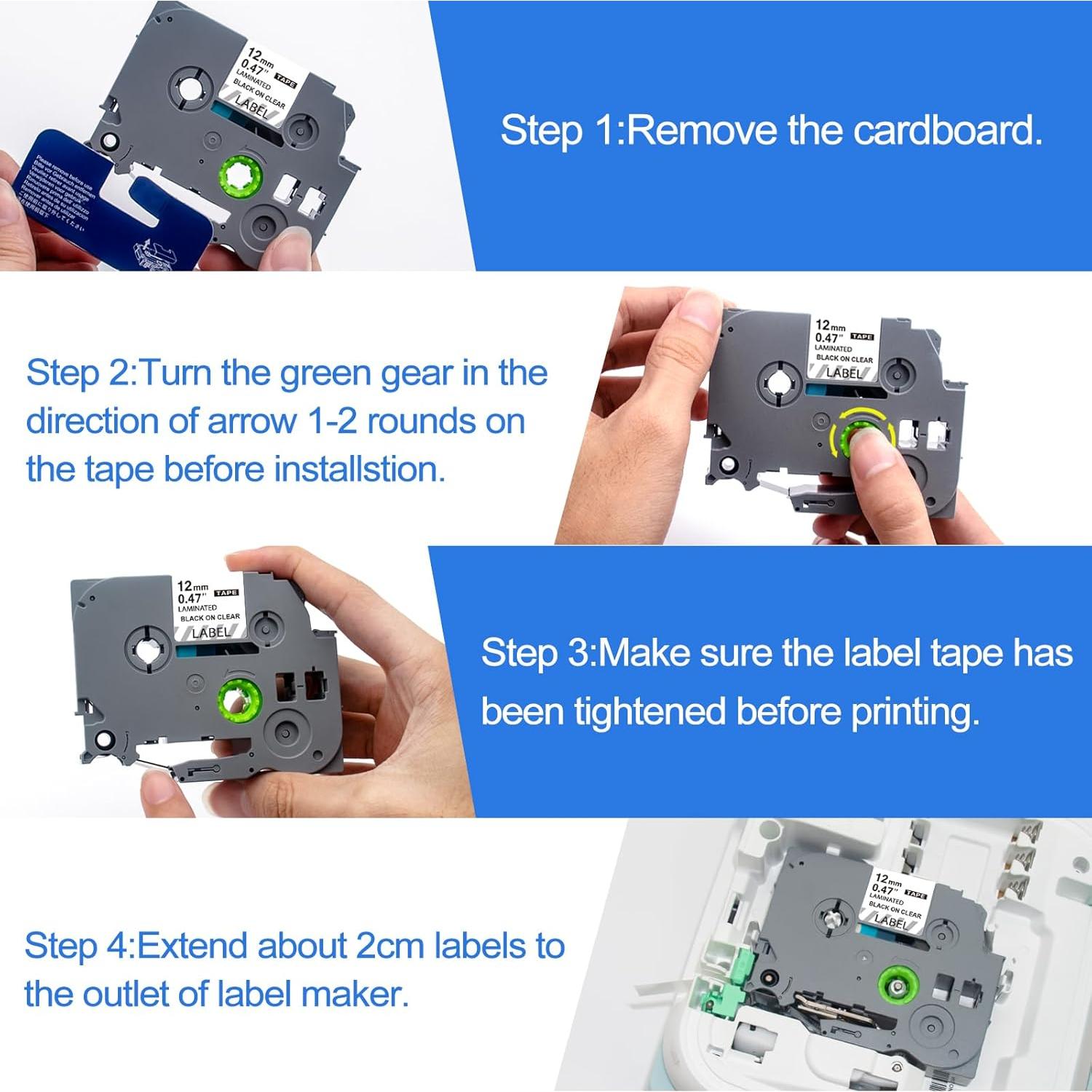 Cinta de Etiquetadora Womiten TZe-131 12mm x 8m Transparente