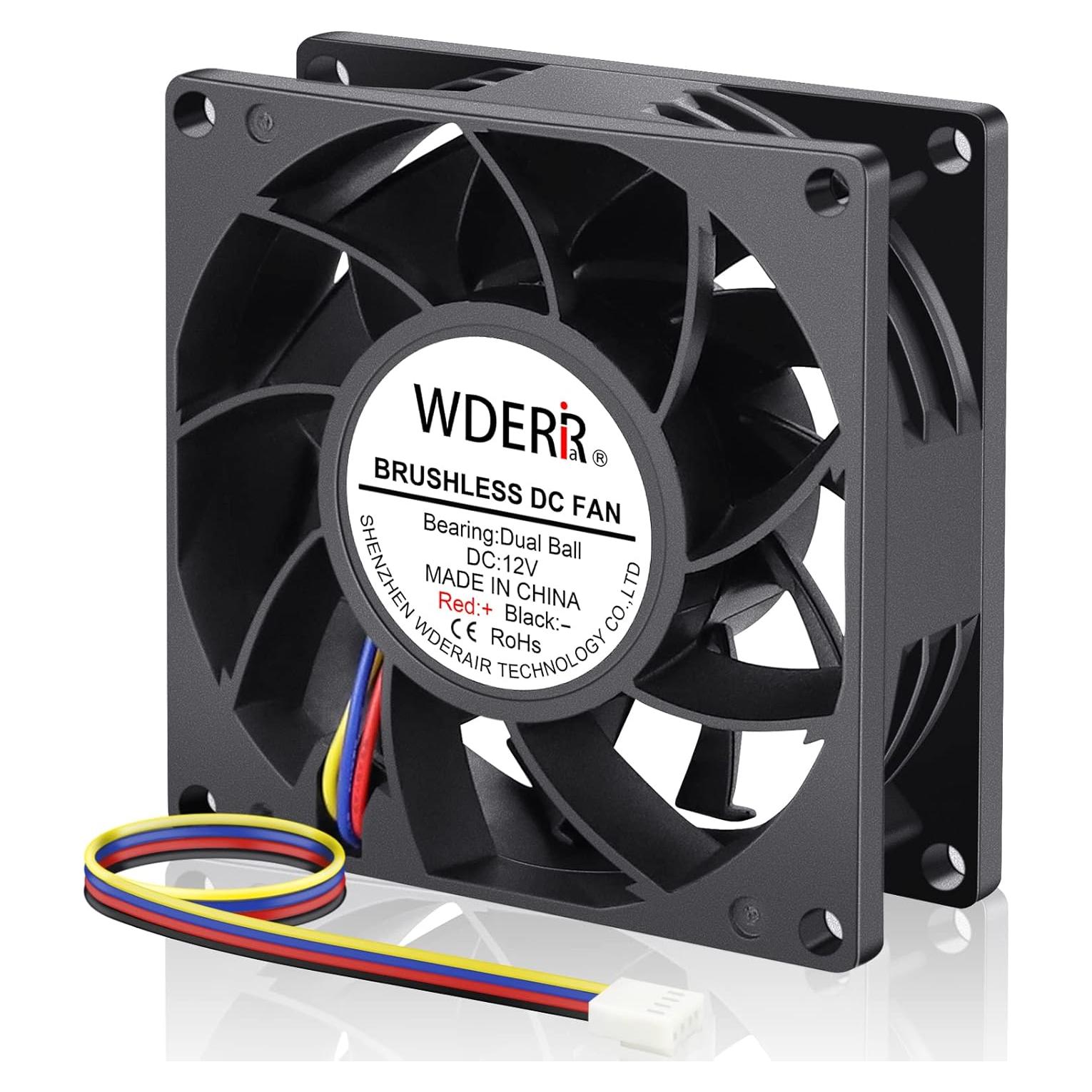 Ventilador de Caja 80mm WDERAIR WD8025DA 12V PWM 64 CFM