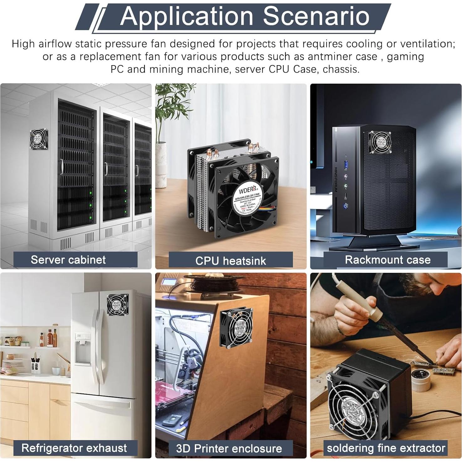 Ventilador de Caja 80mm WDERAIR WD8025DA 12V PWM 64 CFM