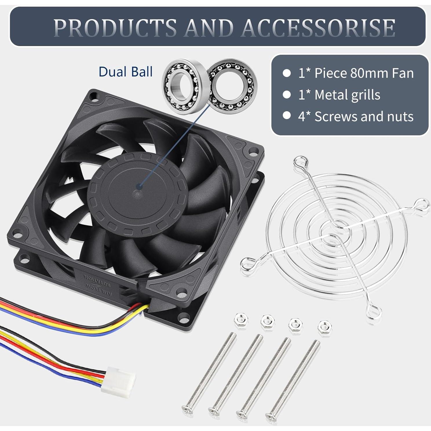 Ventilador de Caja 80mm WDERAIR WD8025DA 12V PWM 64 CFM