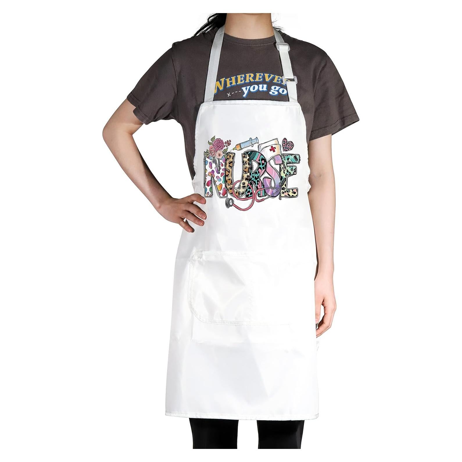 Delantal de enfermera BWWKTOP con bolsillos 49x68 cm