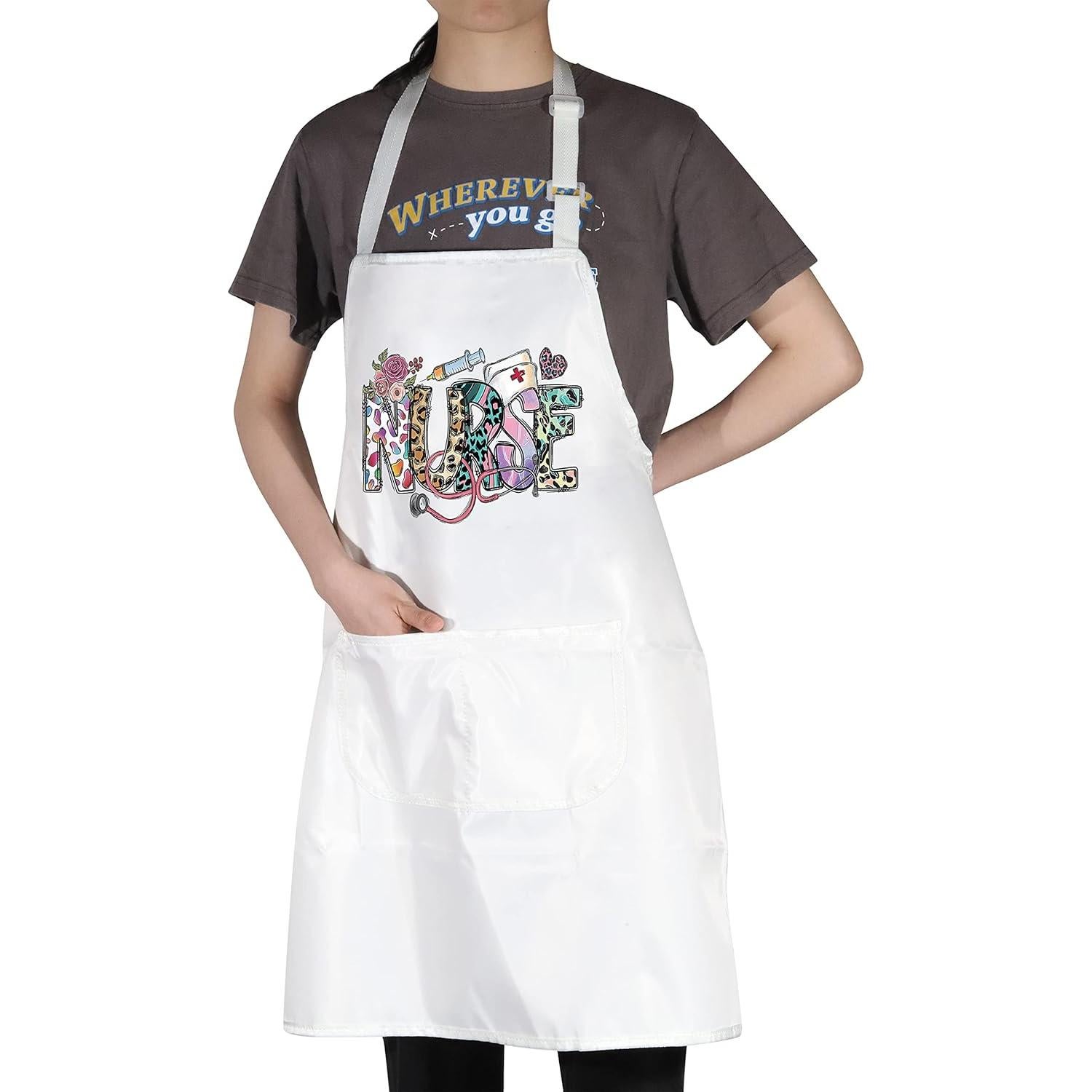 Delantal de enfermera BWWKTOP con bolsillos 49x68 cm