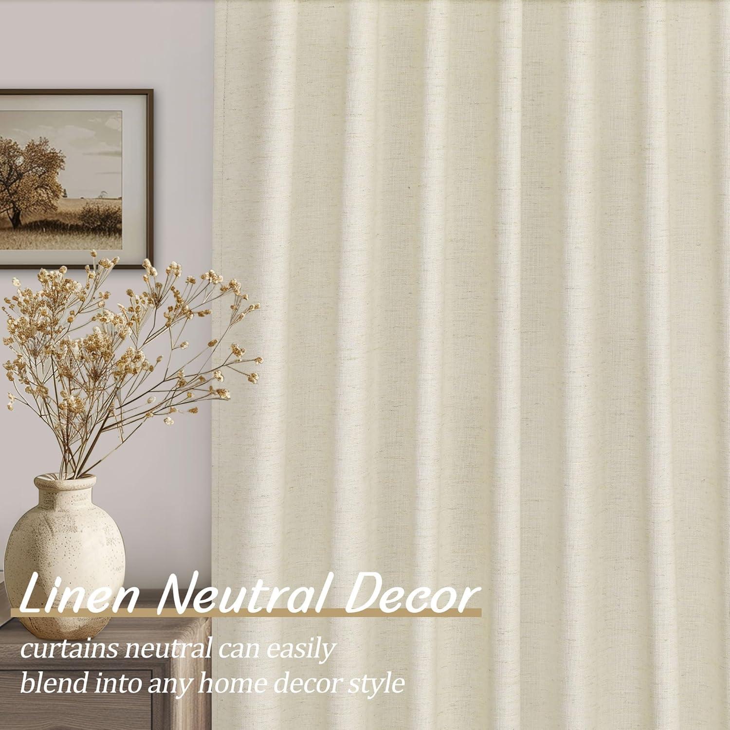 UHITECH 36 Inch Long Blackout Curtains for Living Room 2 Panels Short Linen Black Out Curtain for Small Windows Room Darkening Drapes for Bedroom Thermal