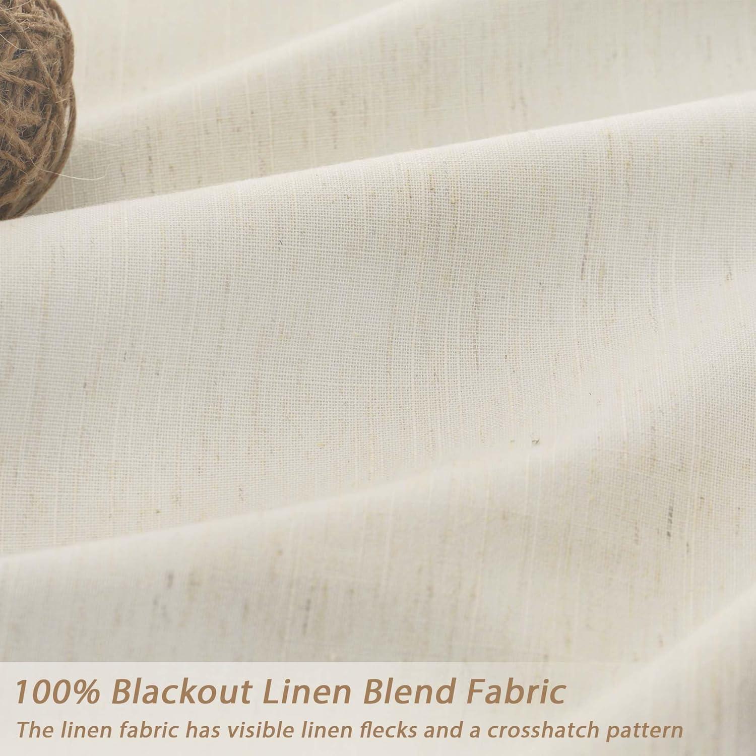 UHITECH 36 Inch Long Blackout Curtains for Living Room 2 Panels Short Linen Black Out Curtain for Small Windows Room Darkening Drapes for Bedroom Thermal