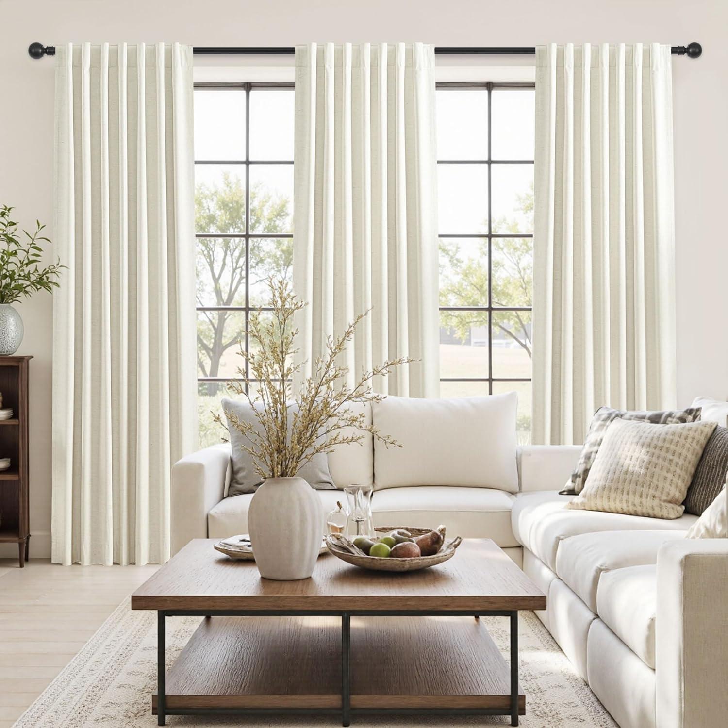 UHITECH 36 Inch Long Blackout Curtains for Living Room 2 Panels Short Linen Black Out Curtain for Small Windows Room Darkening Drapes for Bedroom Thermal