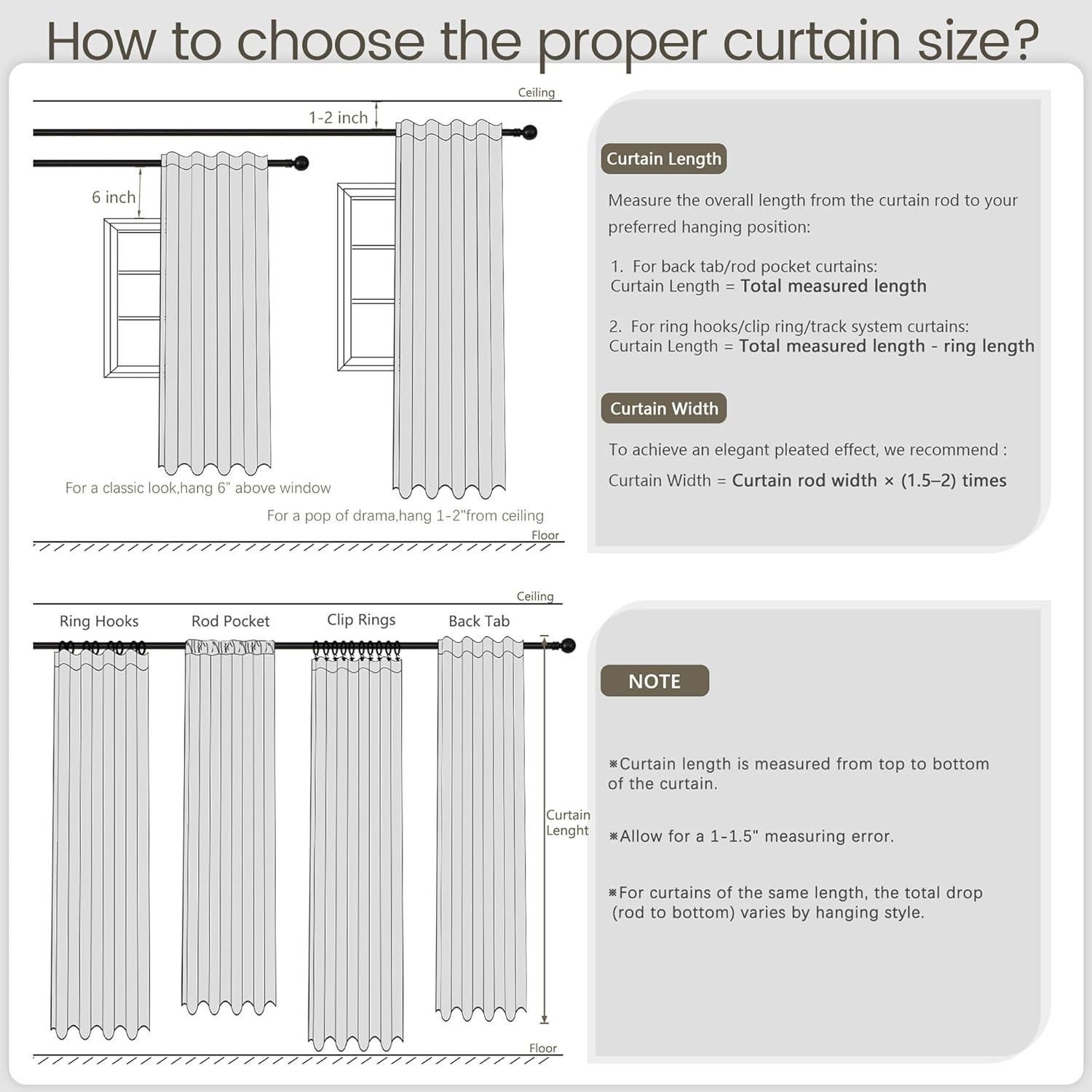 UHITECH 36 Inch Long Blackout Curtains for Living Room 2 Panels Short Linen Black Out Curtain for Small Windows Room Darkening Drapes for Bedroom Thermal