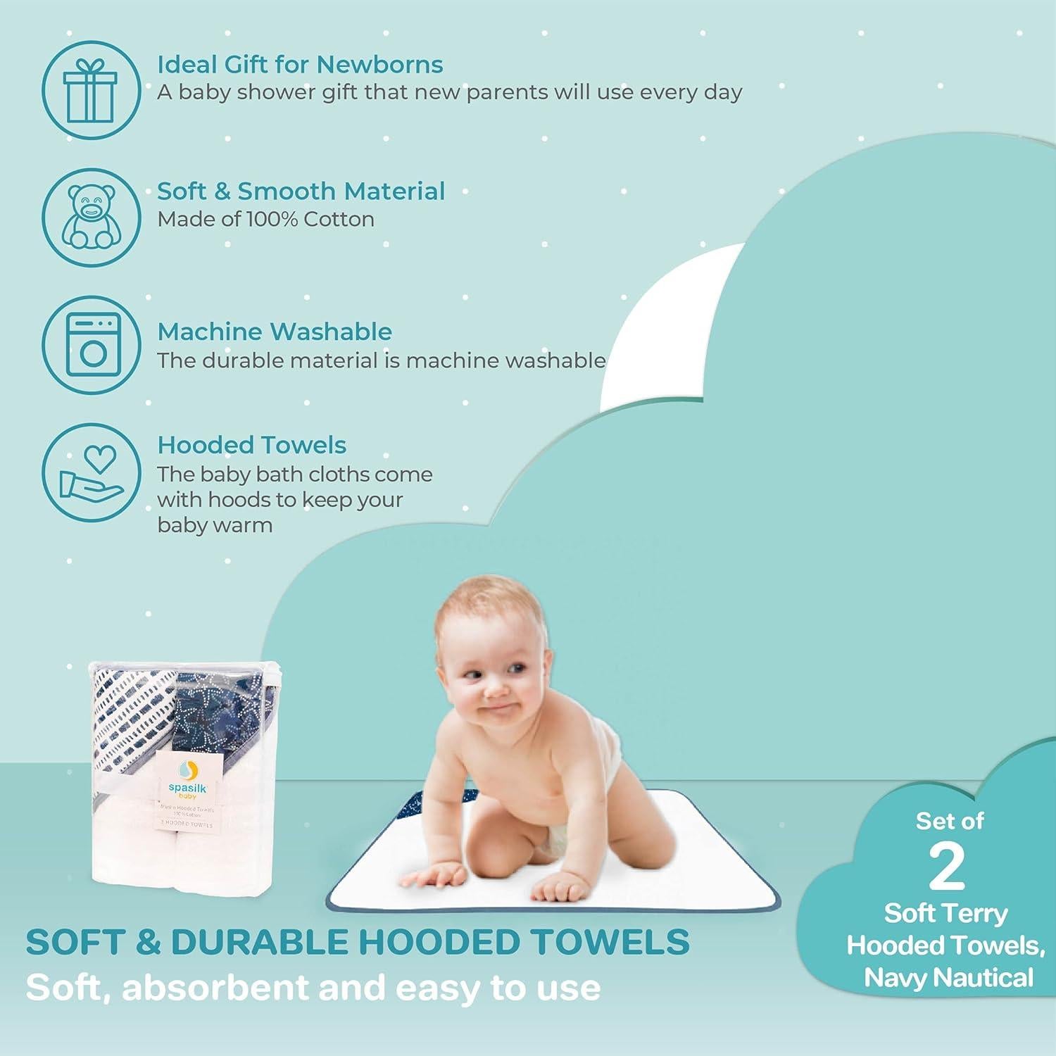 Toallas de Baño con Capucha Spasilk 2 Piezas Terry 76.2x76.2cm