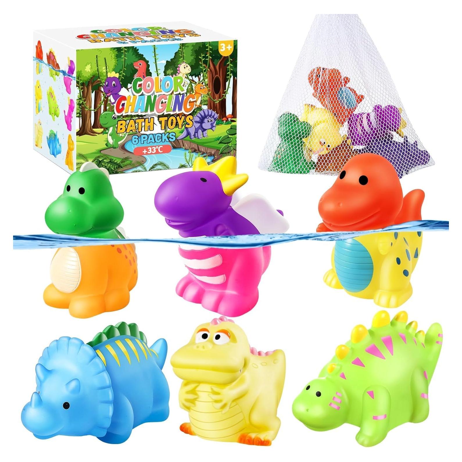 Juguetes de Baño Dinosaurios Cambian Color 6 Piezas 1-4 Años
