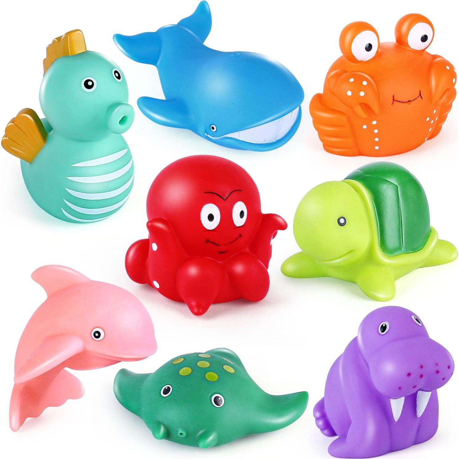 Juguete de Baño LotFancy 8PCS Animales Marinos Sin Moho