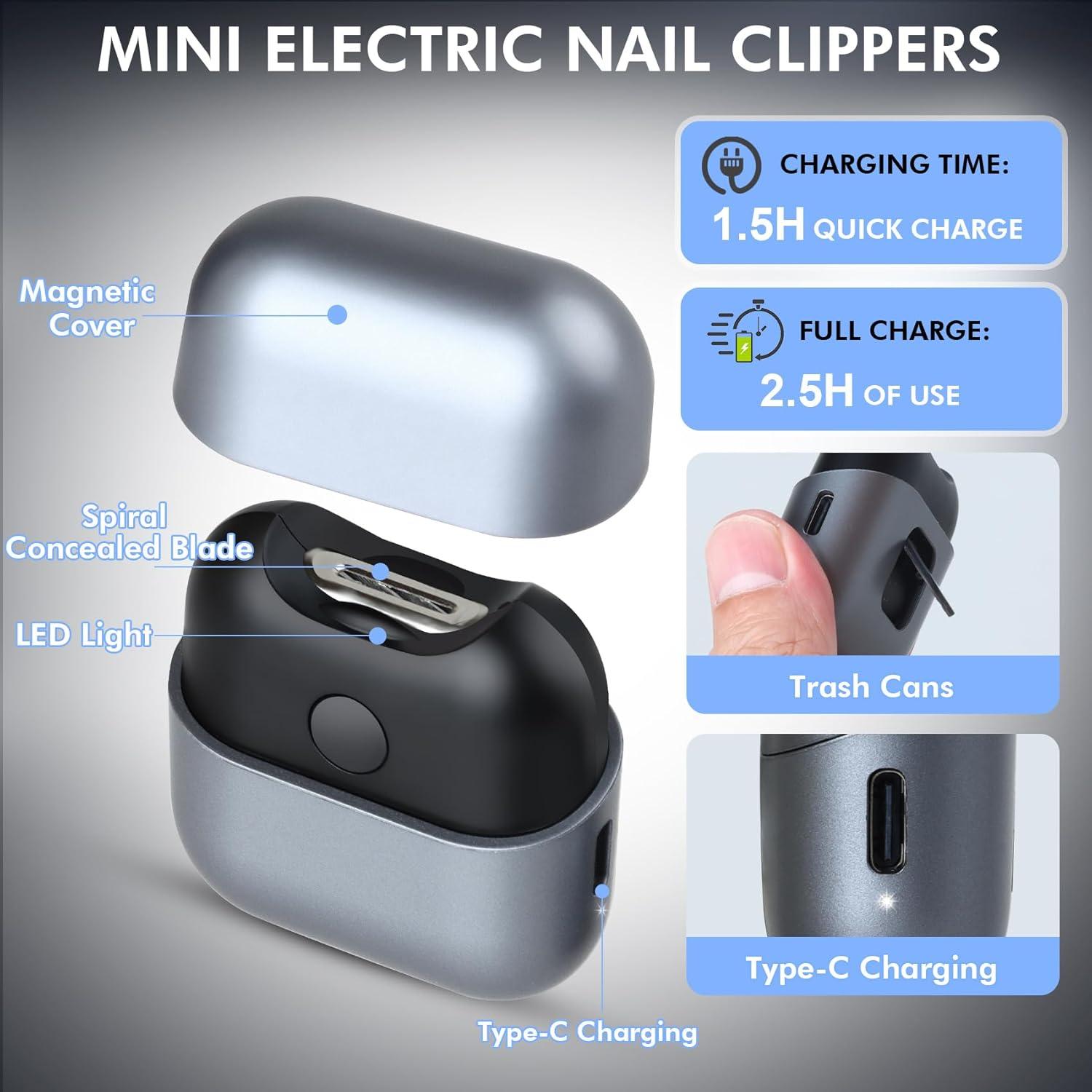 Cortador de Uñas Eléctrico LOQOMI con Luz LED y 2 Velocidades