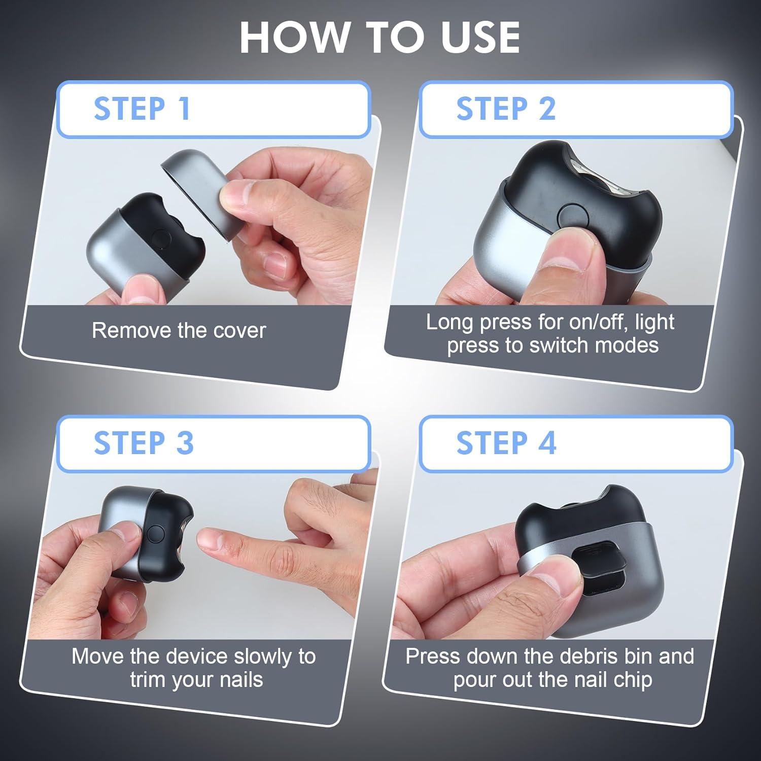 Cortador de Uñas Eléctrico LOQOMI con Luz LED y 2 Velocidades