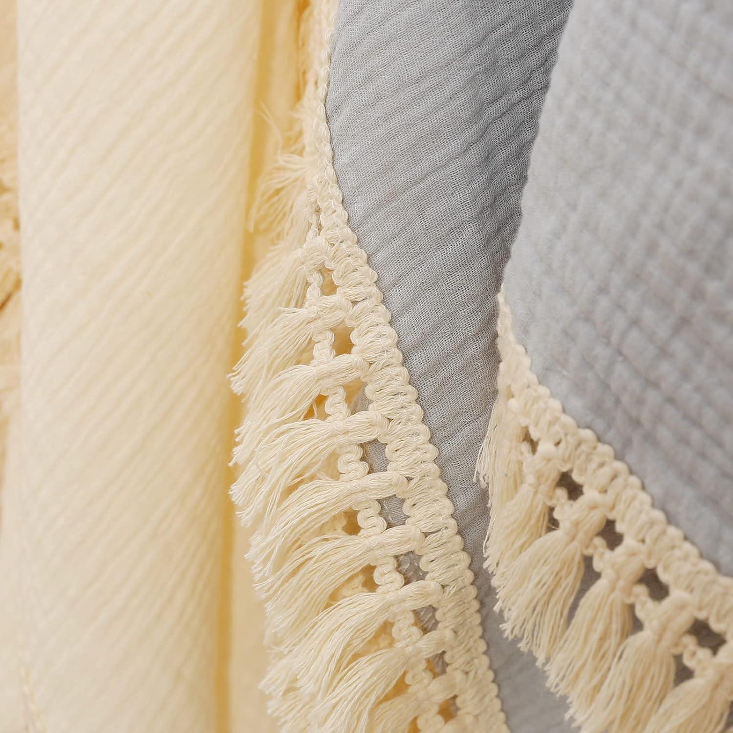 Manta de Muselina Insular Beige 120x100 cm con Borlas